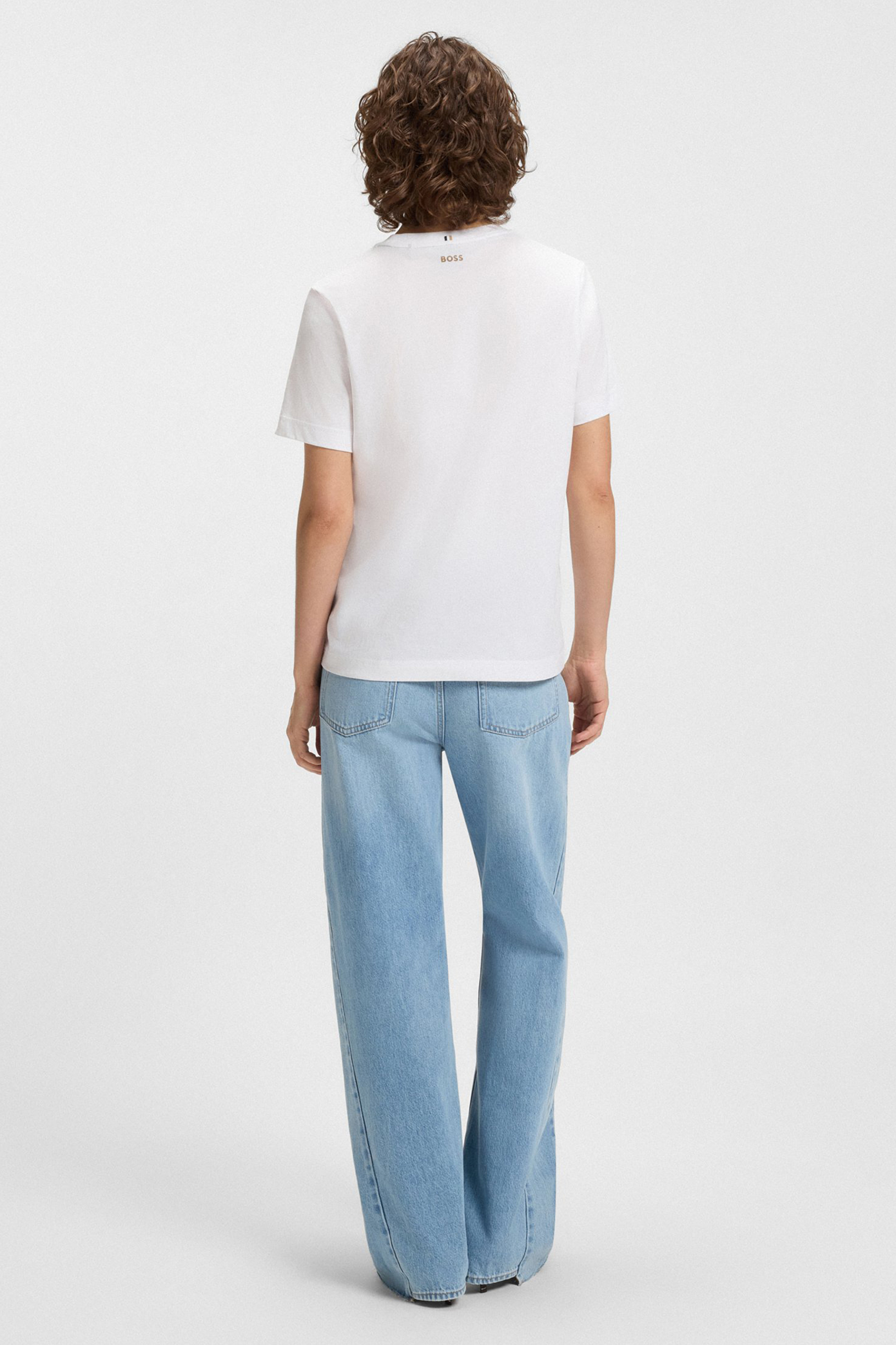 BOSS Loose Fit Cotton Jersey T-Shirt Ecosa Bekleidung, Hosen, Jeans, Person, Bluse