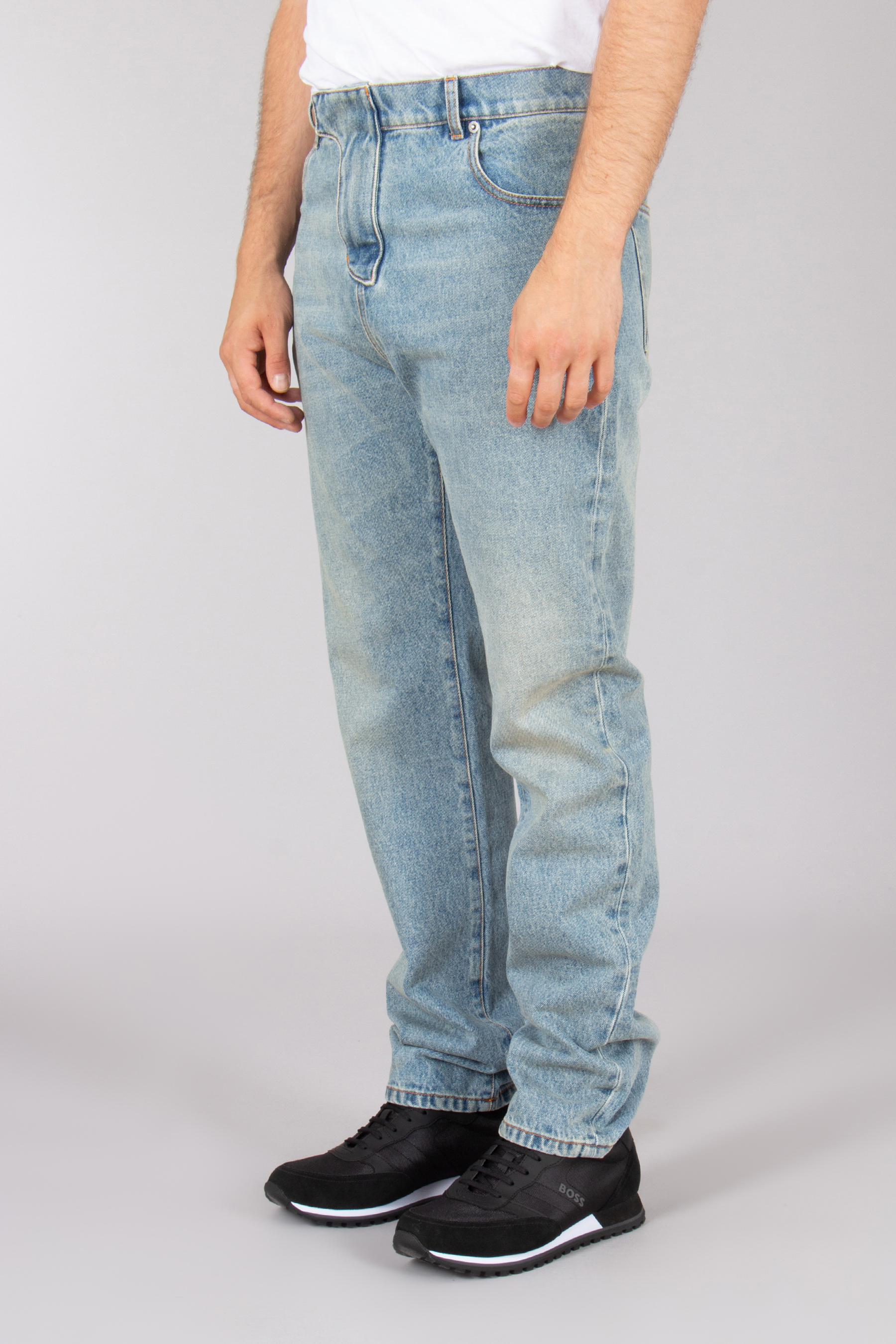 BALMAIN Regular Fit Cotton Denim Jeans Bekleidung, Hosen, Jeans