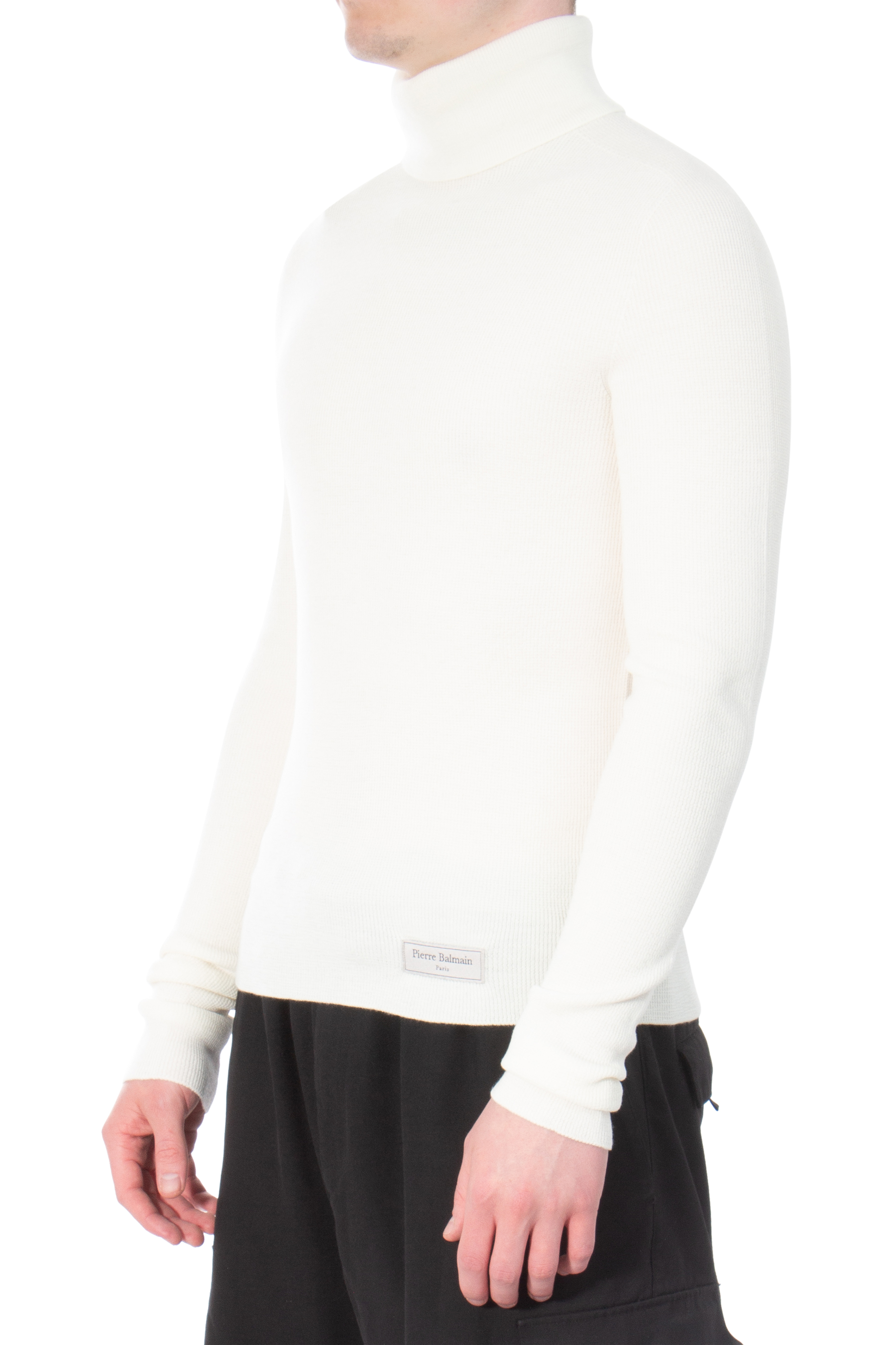 BALMAIN Slim Fit Extra Fine Wool Turtleneck Sweater