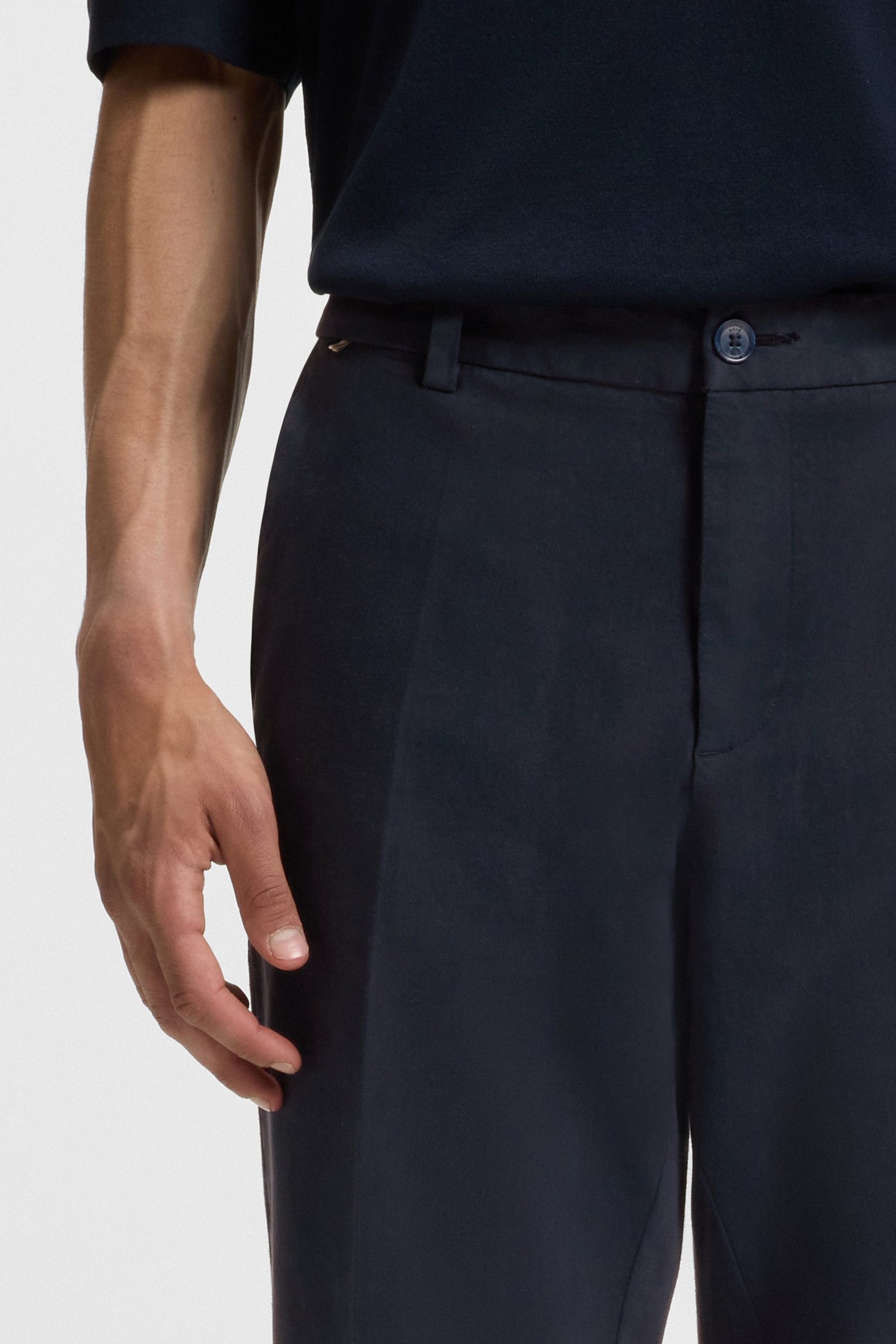 BOSS Modern Regular Fit Brushed Cotton Stretch Twill Pants H-Kane Bekleidung, Hosen
