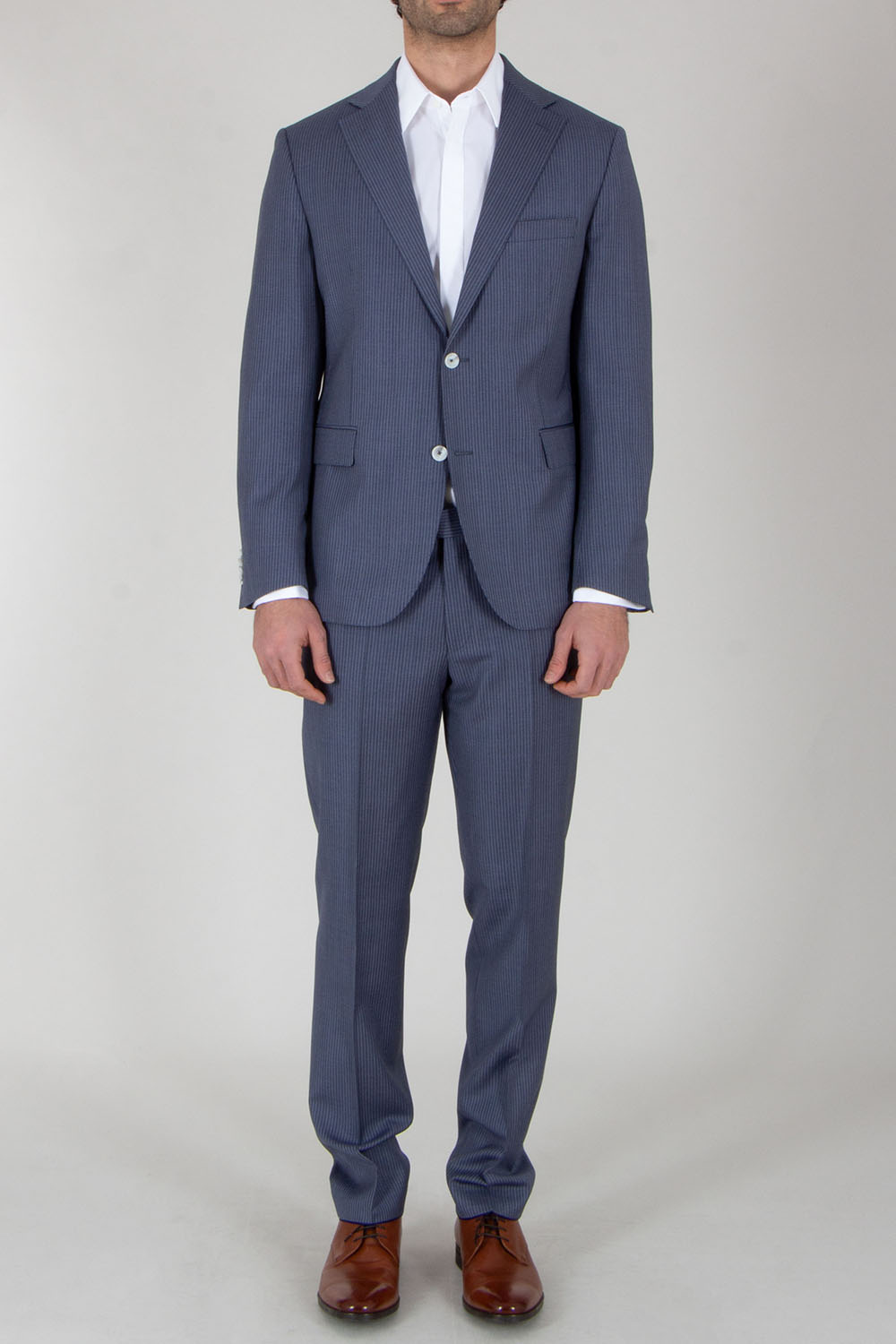 DRESSLER Regular Fit Pinstripe Virgin Wool Stretch Suit Sean