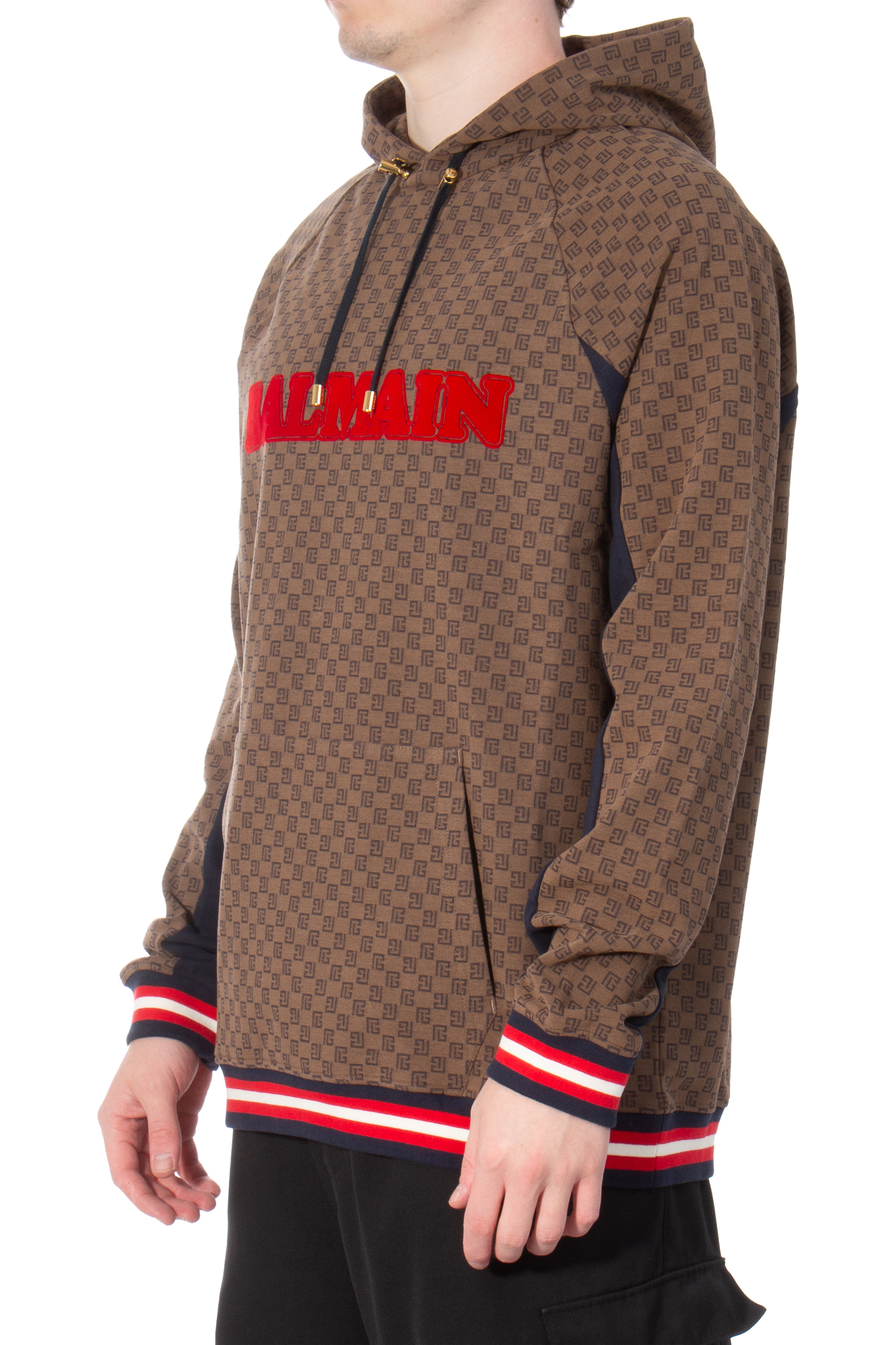 BALMAIN Printed Organic Cotton Jaquard Hoodie BALMAIN Printed Organic Cotton Jaquard Hoodie