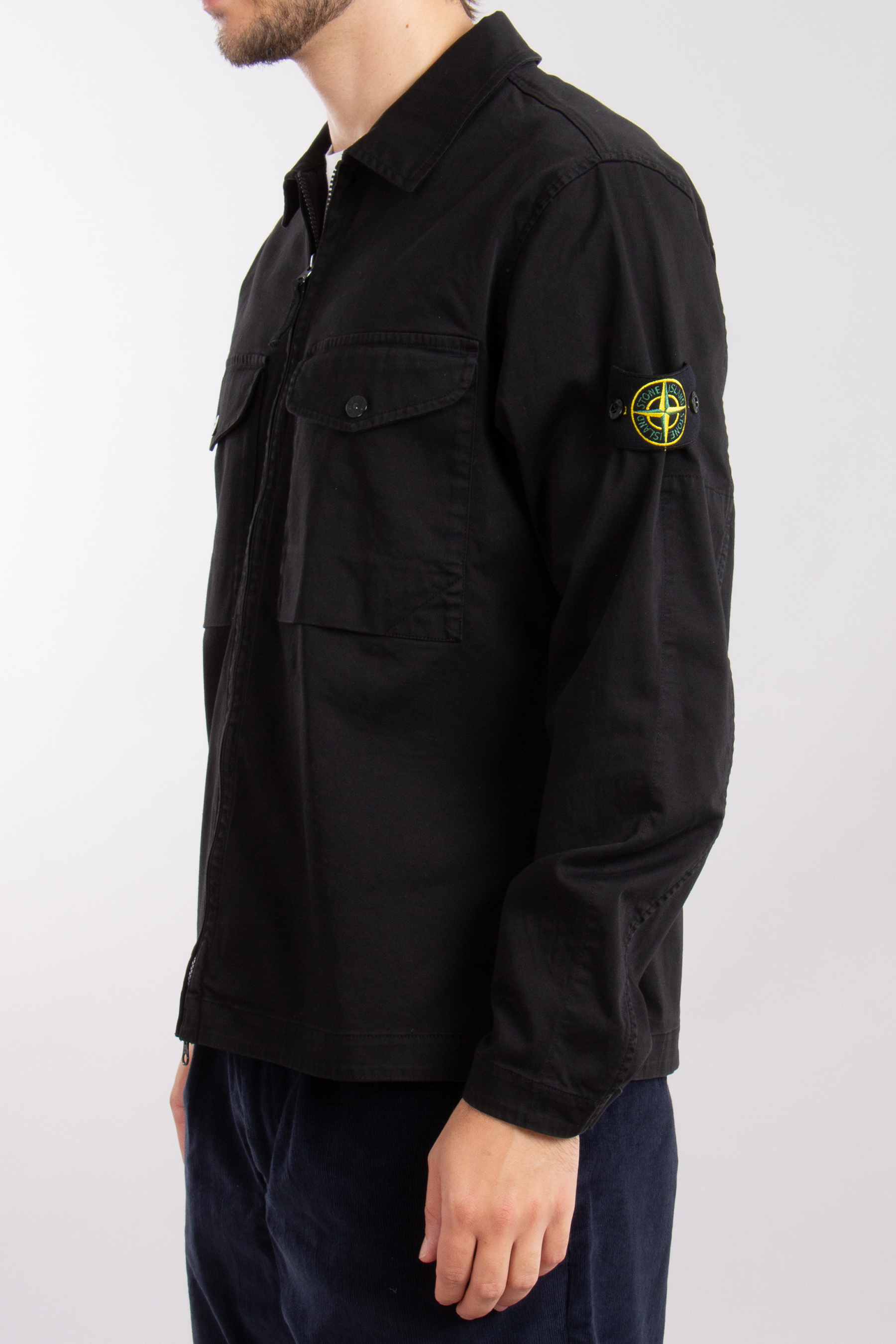 STONE ISLAND Organic Cotton Stretch Satin Overshirt STONE ISLAND Organic Cotton Stretch Satin Overshirt