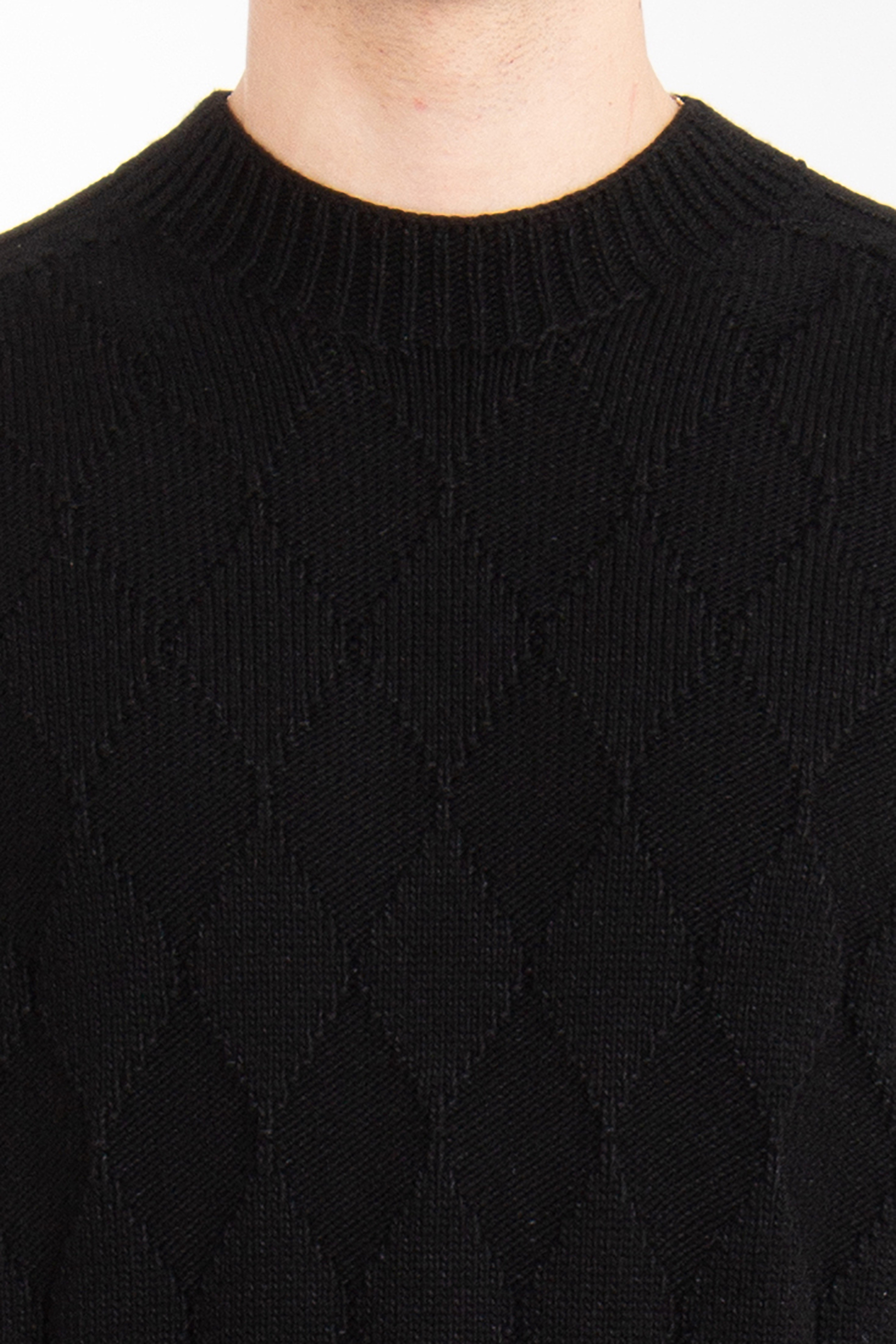 BALMAIN Checked Wool Blend Knit Sweater BALMAIN Checked Wool Blend Knit Sweater