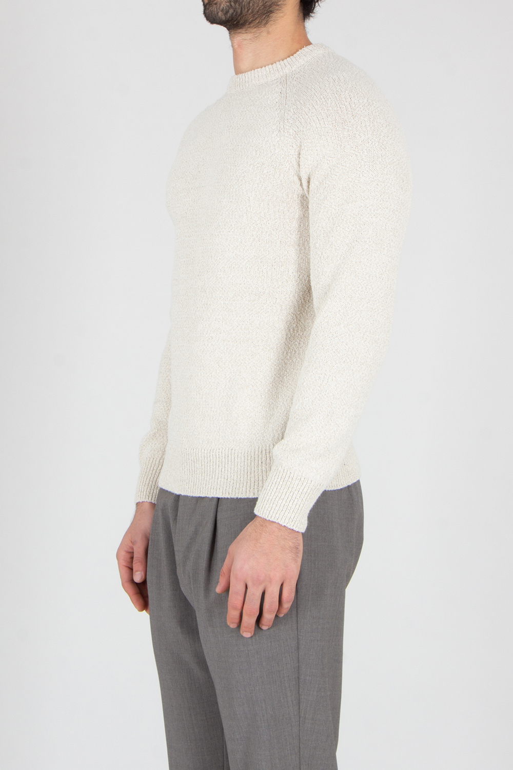 AGNONA Regular Fit Structured Silk-Linen Blend Crew Neck Sweater