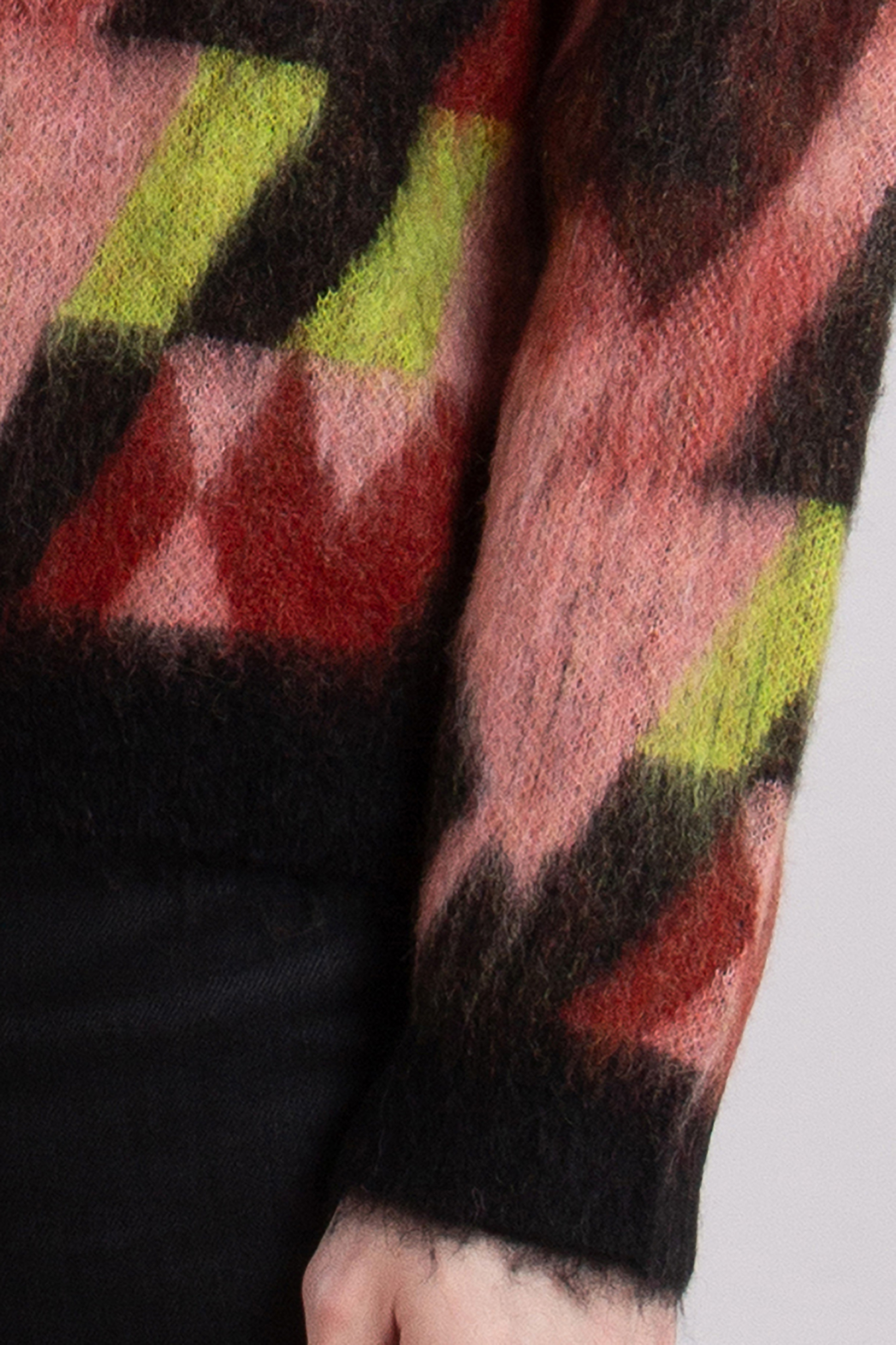 MAISON KITSUNÉ Graphic Mohair Blend Jacquard Cardigan MAISON KITSUNÉ Graphic Mohair Blend Jacquard Cardigan