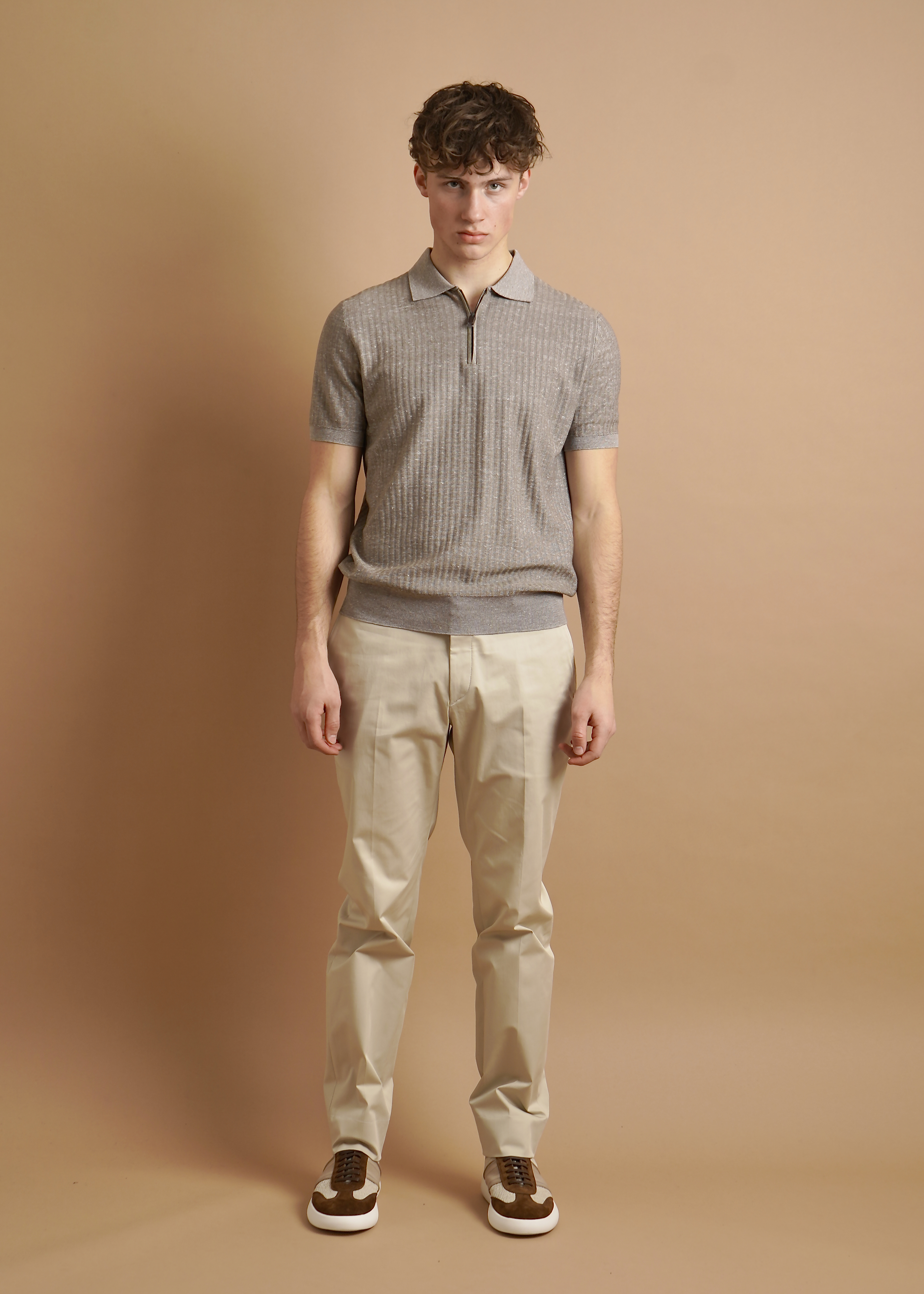 BRIONI Regular Fit Cotton-Linen-Silk-Cashmere Blend Knit Polo BRIONI Regular Fit Cotton-Linen-Silk-Cashmere Blend Knit Polo