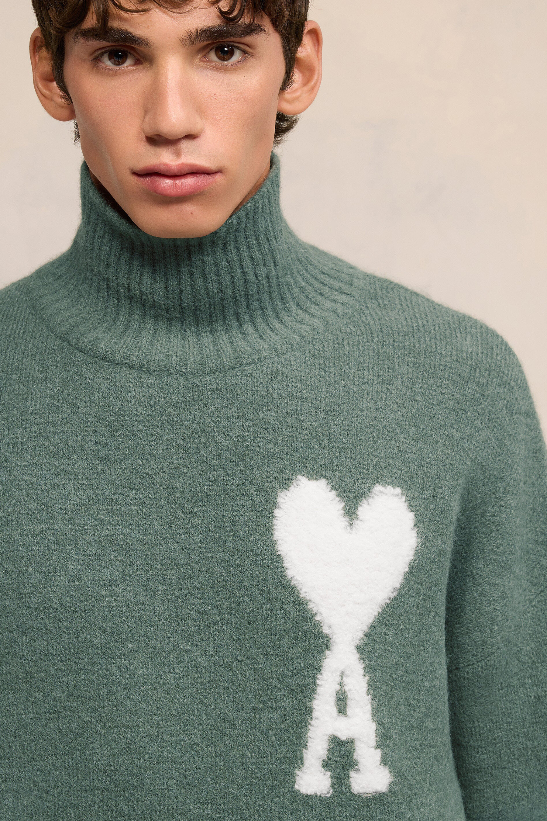 AMI PARIS Ami De Coeur Alpaca Blend Funnel Neck Sweater AMI PARIS Ami De Coeur Alpaca Blend Funnel Neck Sweater