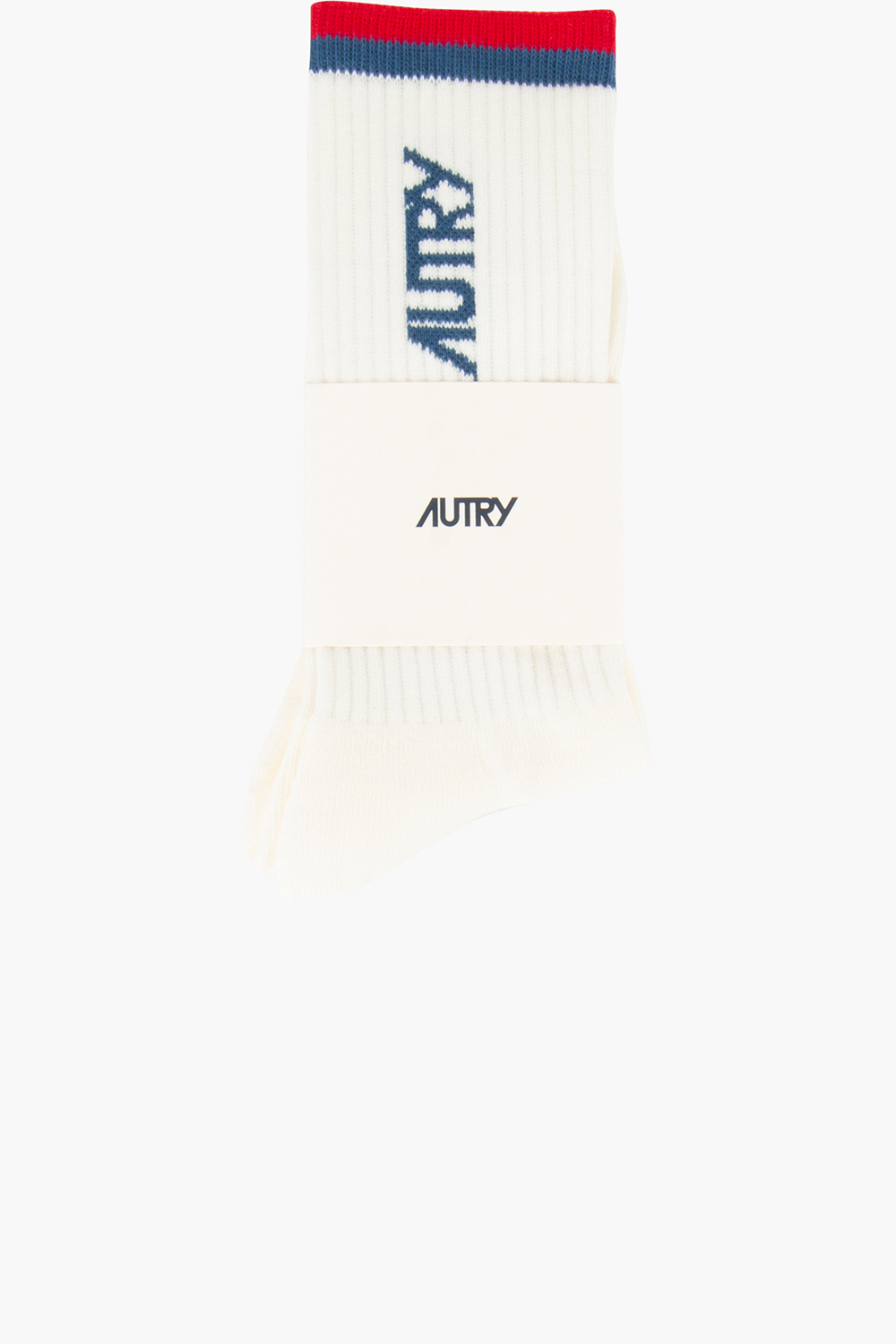 AUTRY Jacquard Stripes & Logo Cotton Blend Stretch Socks