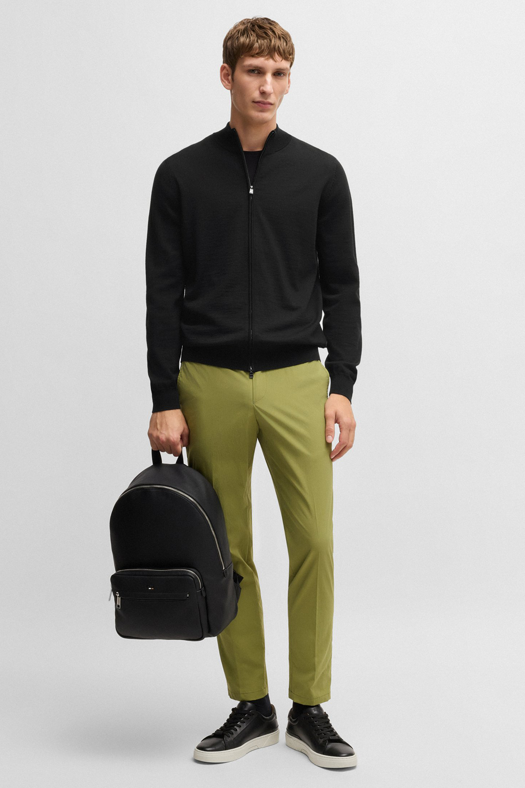 BOSS Regular Fit Virgin Wool Zip Cardigan Balonso
