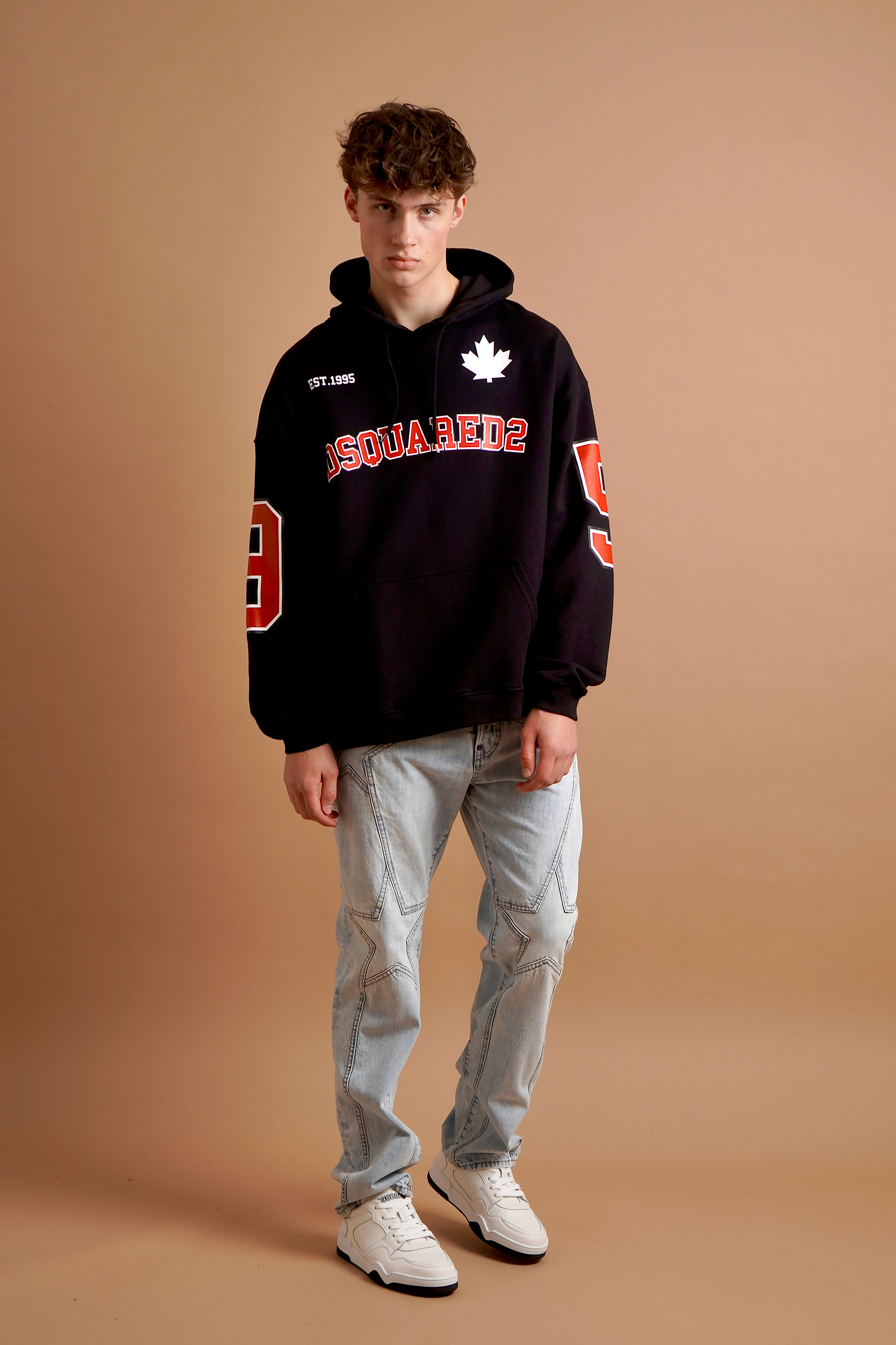 DSQUARED2 Caten 64 Loose Fit Cotton Hoodie DSQUARED2 Caten 64 Loose Fit Cotton Hoodie
