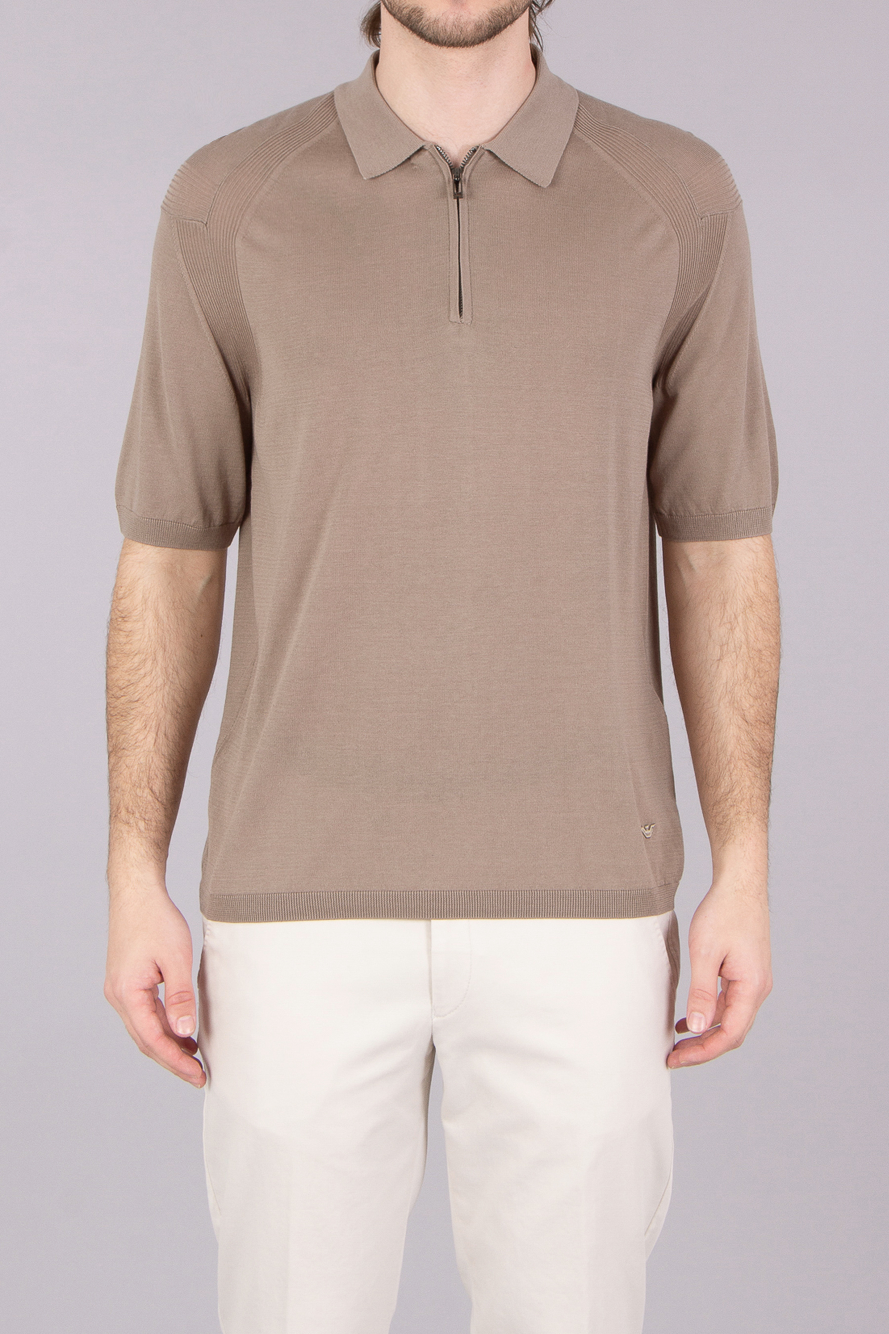 EMPORIO ARMANI Regular Fit Lyocell-Cotton-Silk Blend Knit Polo