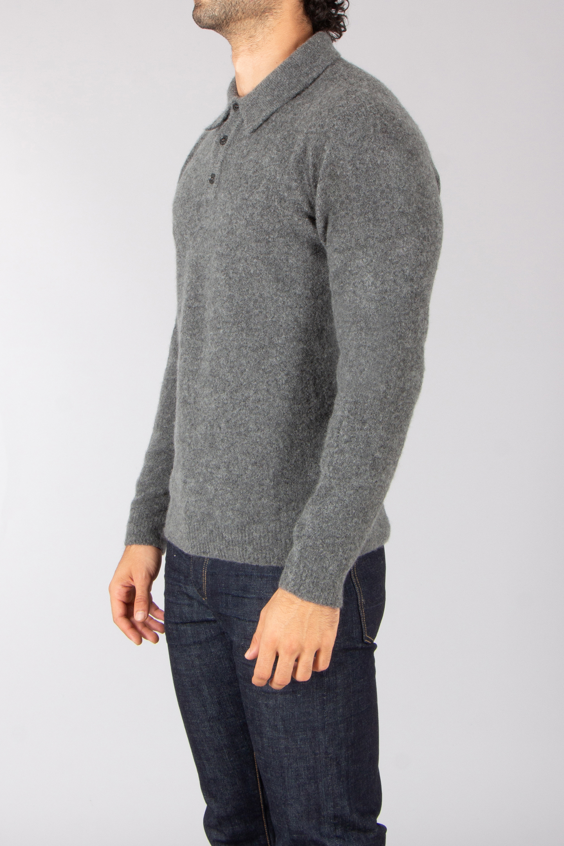 ROBERTO COLLINA Regular Fit Cashmere-Silk Blend Knit Polo Bekleidung, Strickwaren, Pullover, Jeanshose, Langarm