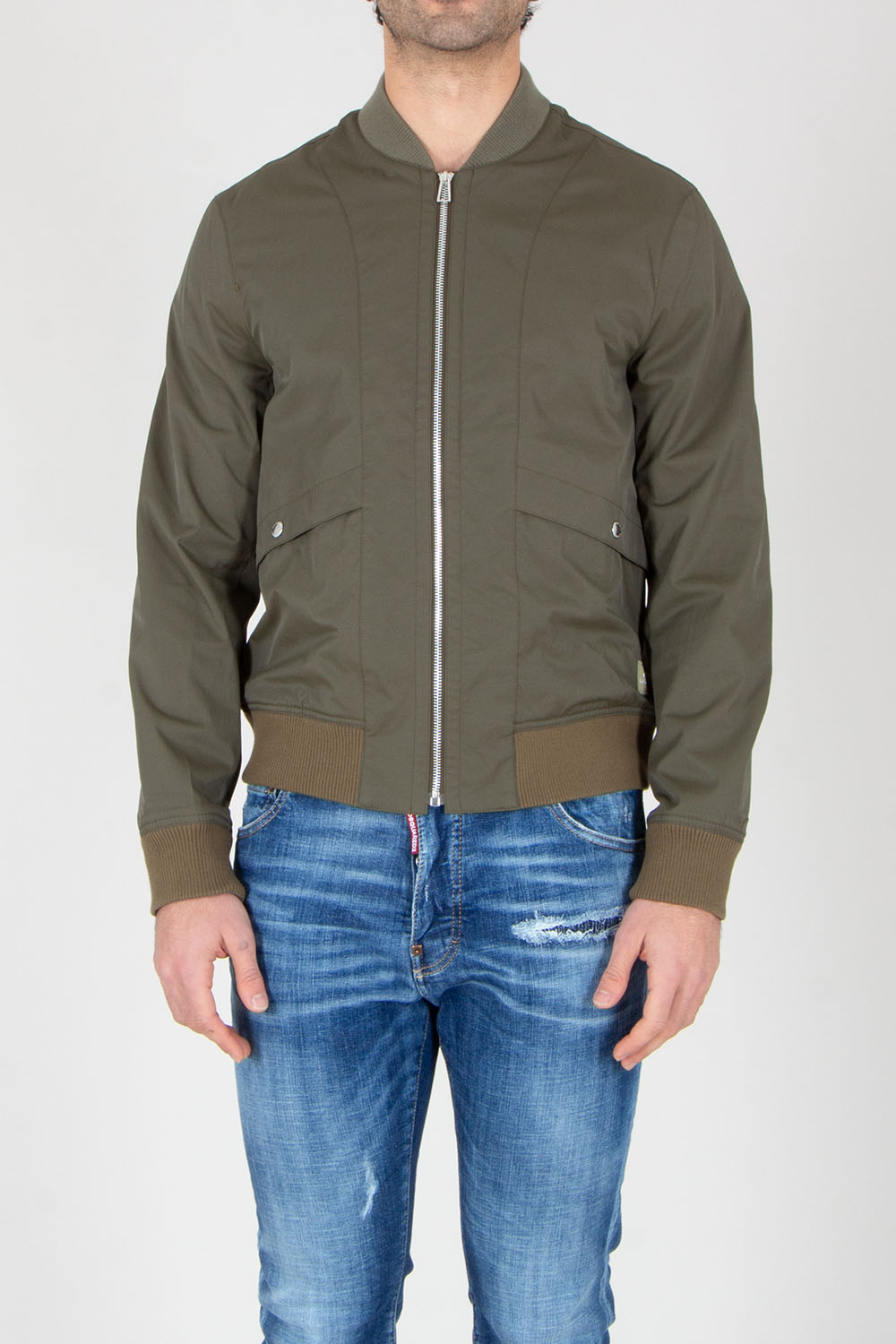 PAUL SMITH Regular Fit Technical Nylon-Cotton Stretch Blend Bomber Jacket