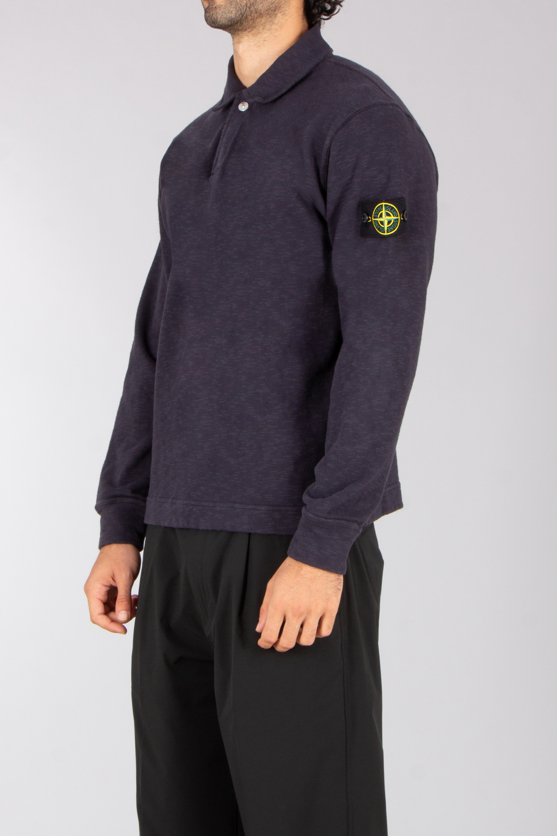 STONE ISLAND Regular Fit Vanisé Brushed Heavy Cotton Jersey Polo Sweatshirt Vlies, Langer Ärmel, Pullover, Sweatshirt, Person