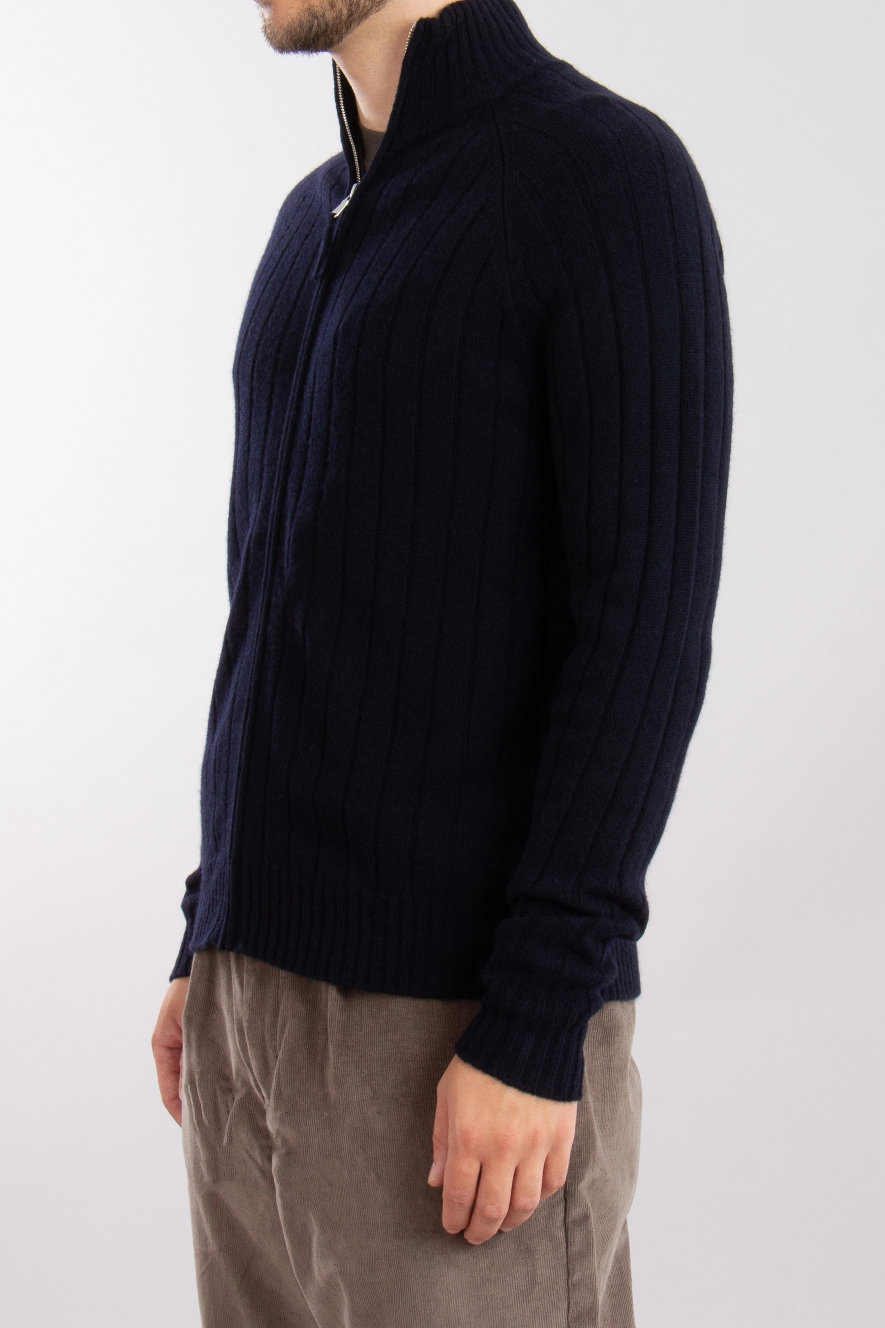 ALLUDE Virgin Wool-Cashmere Blend Zip Cardigan ALLUDE Virgin Wool-Cashmere Blend Zip Cardigan