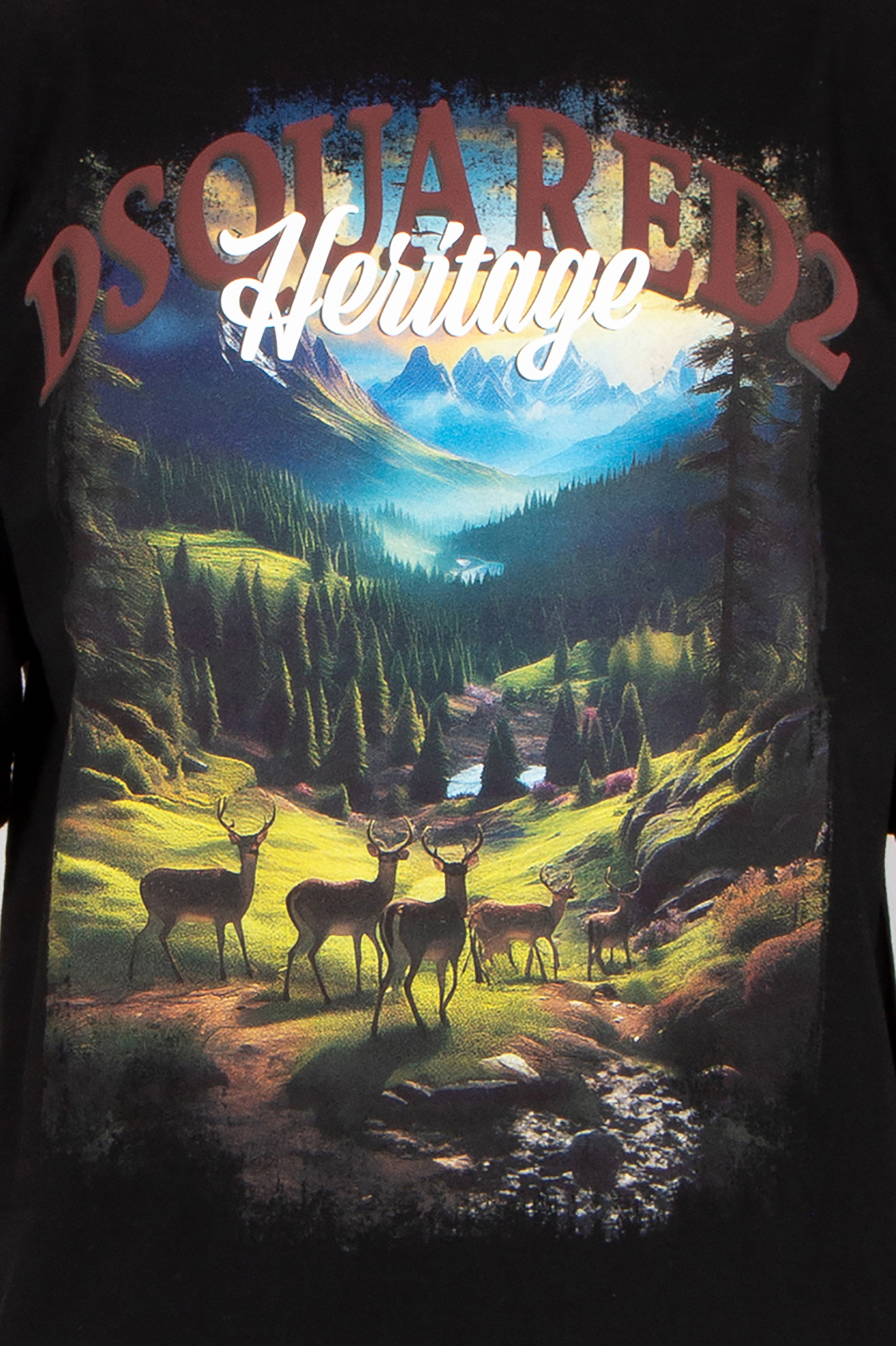 DSQUARED2 Loose Fit Canada Print Cotton Jersey Hirsch, Wildtiere, T-shirt, Antilope, Elch