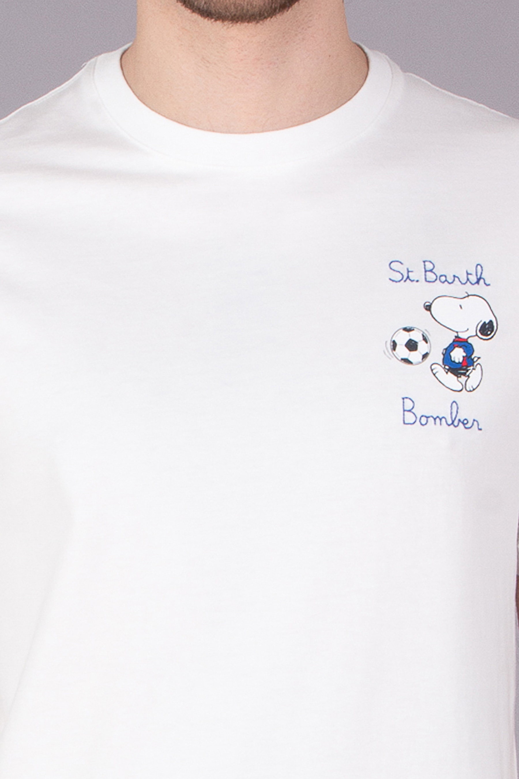 MC 2 SAINT BARTH Snoopy Bomber Organic Cotton Jersey T-Shirt MC 2 SAINT BARTH Snoopy Bomber Organic Cotton Jersey T-Shirt