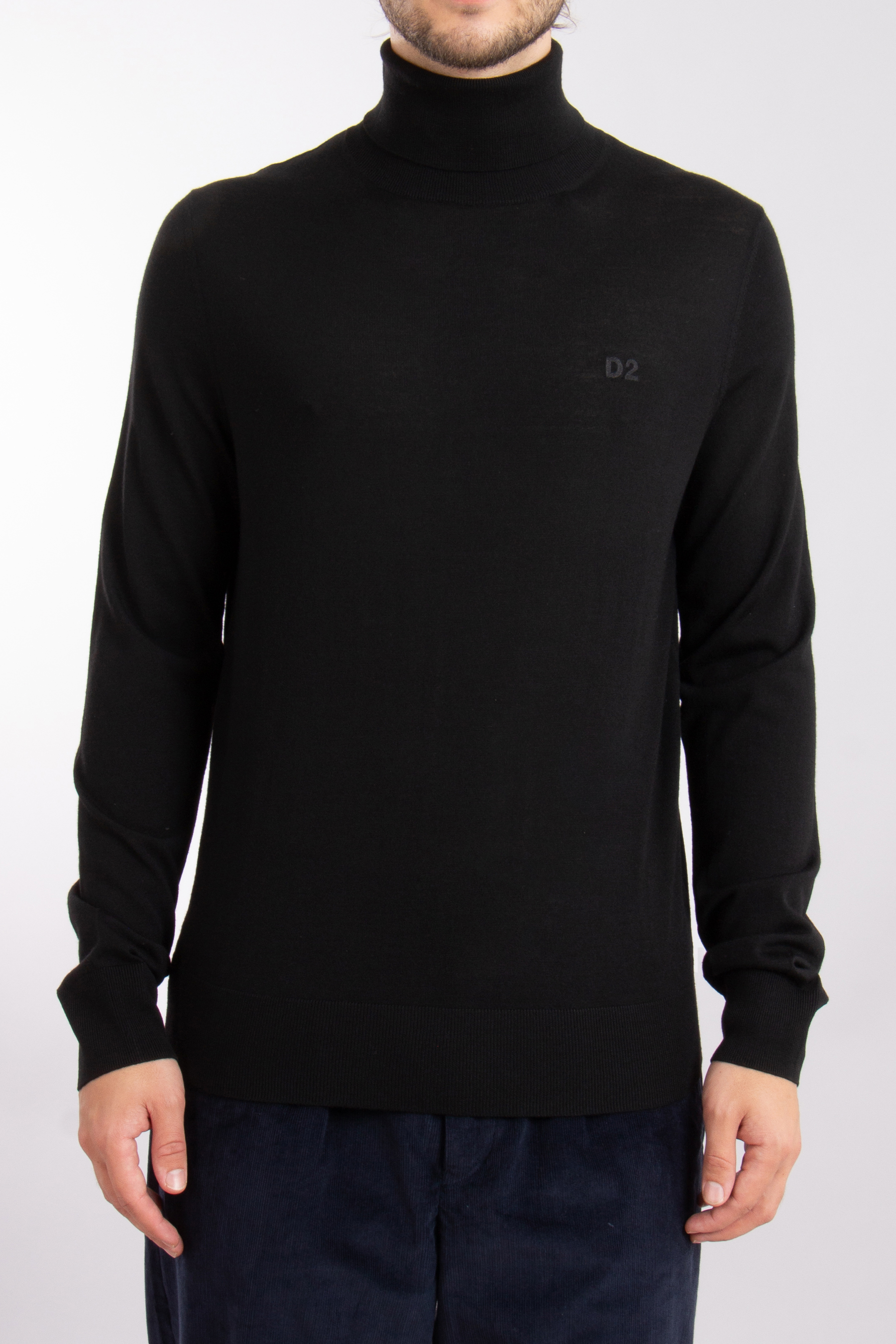 DSQUARED2 Embroidered Virgin Wool Turtleneck Sweater DSQUARED2 Embroidered Virgin Wool Turtleneck Sweater