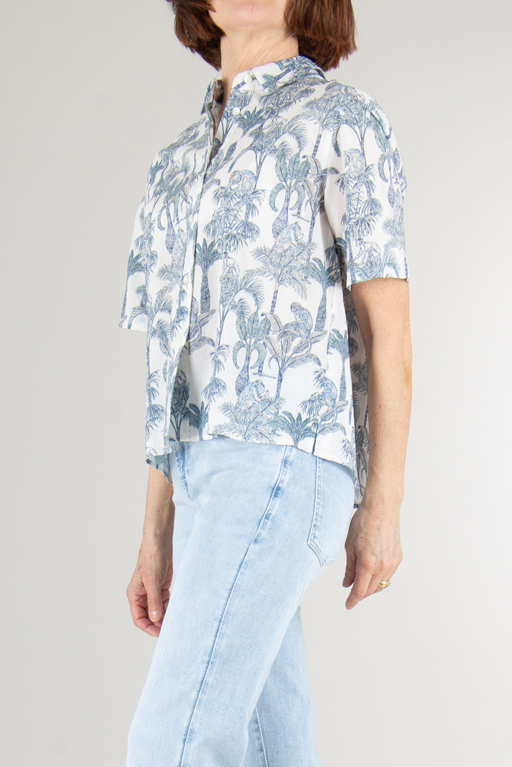 0039 ITALY Relaxed Fit patterned Cotton Blouse 