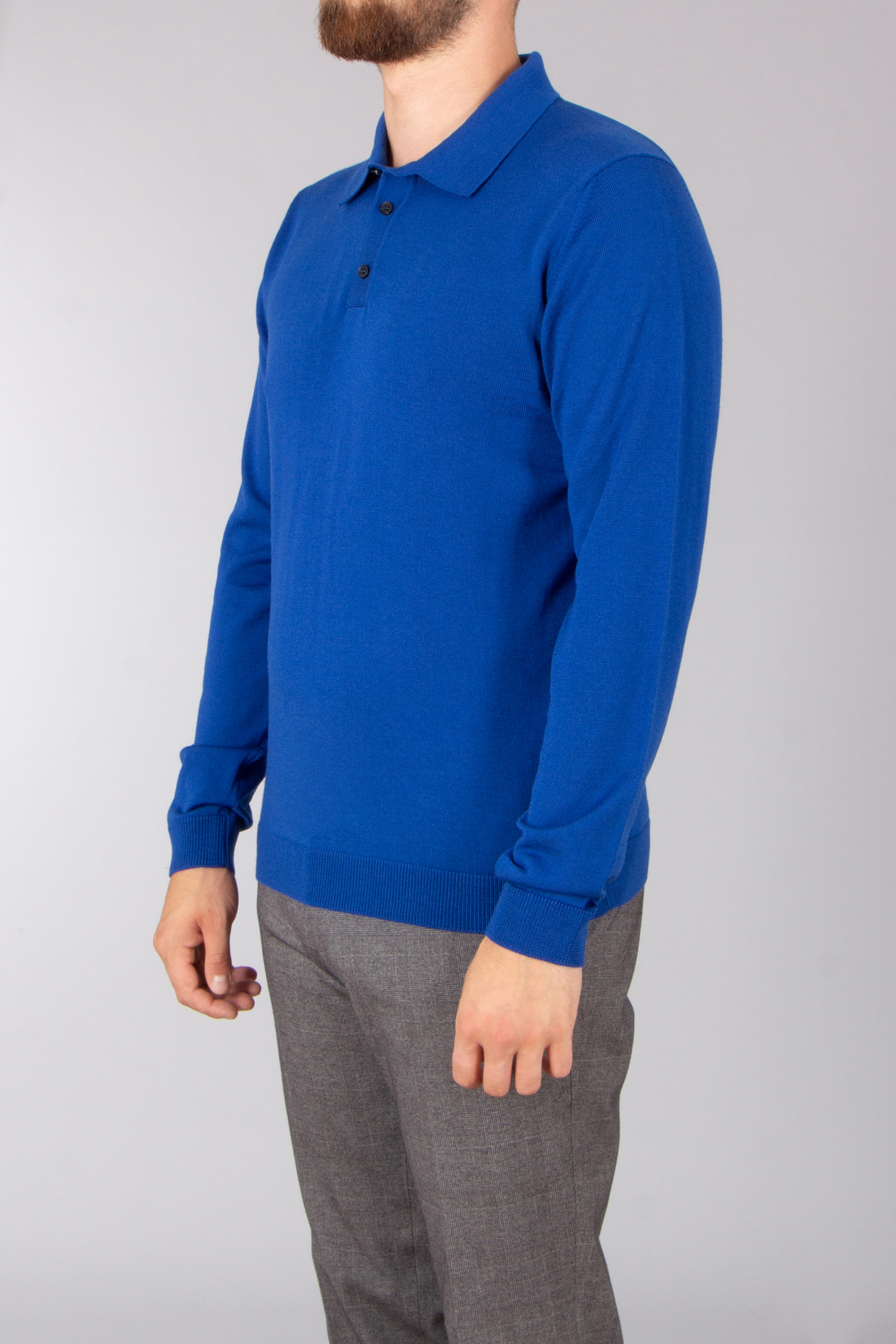 ROBERTO COLLINA Regular Fit Extra-Fine Wool Knit Polo Langarm, Ärmel, Pullover, Hemd, Person