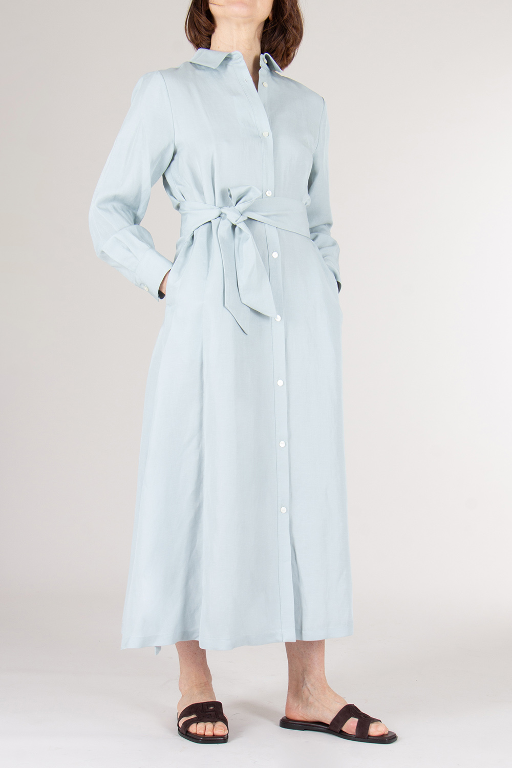WOOLRICH Linen Blend Belted Shirt Dress