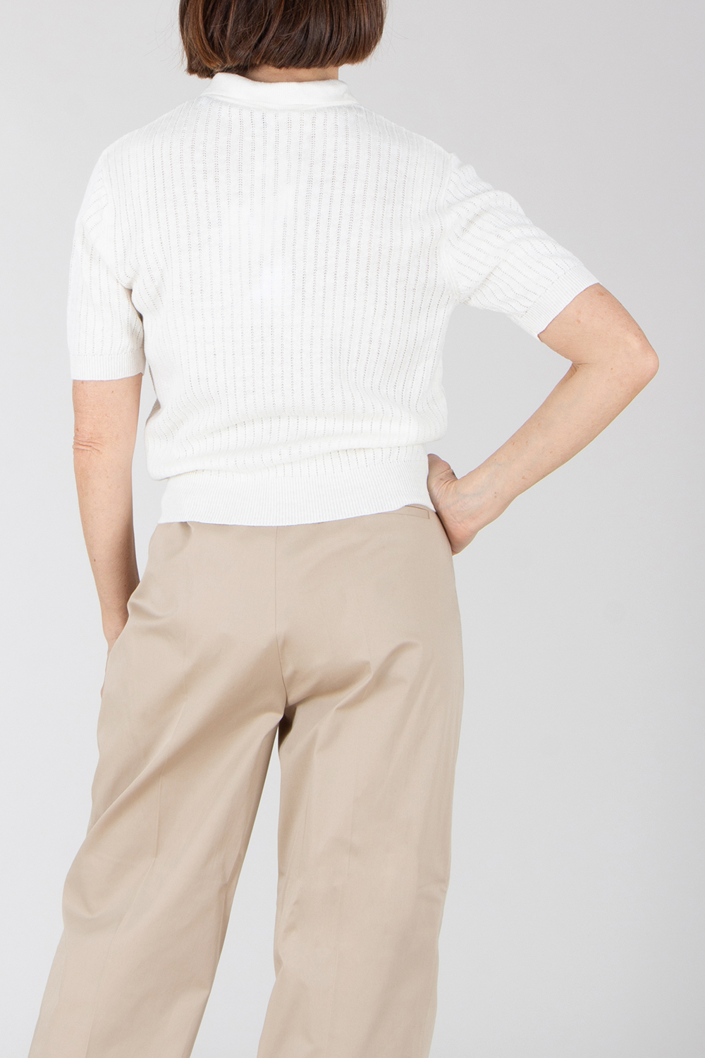 ASPESI Regular Fit Linen Lace Knit Polo