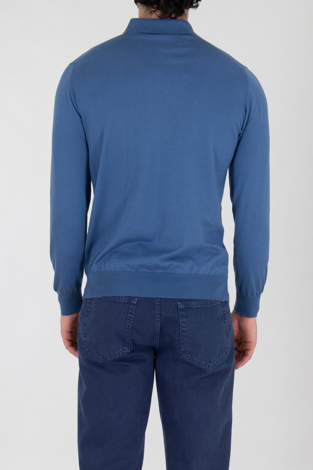 KITON Regular Fit Long Sleeve Knitted Cotton Polo Shirt