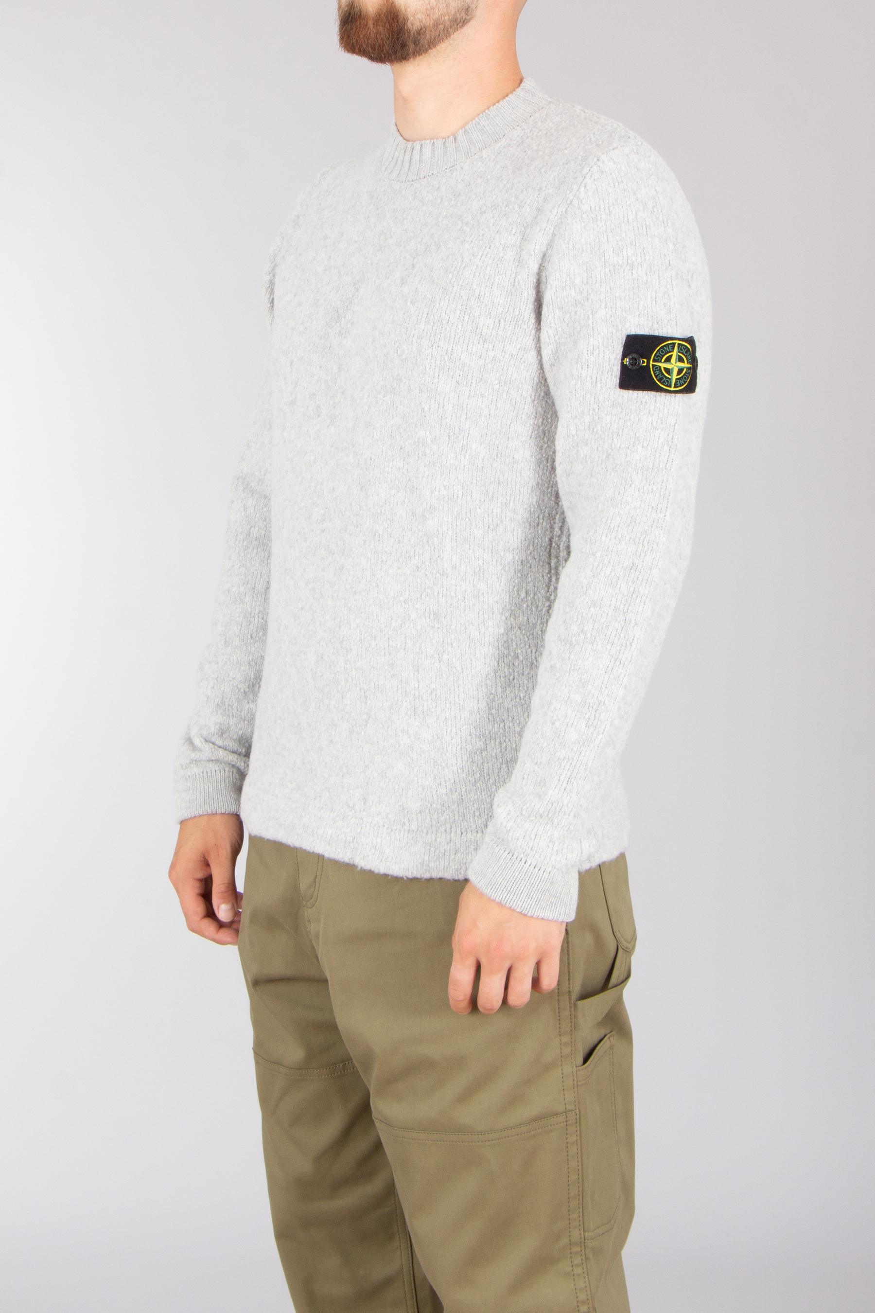 STONE ISLAND Regular Fit Fancy Yarn Wool Blend Sweater Bekleidung, Langarm, Ärmel, Strickwaren, Pullover