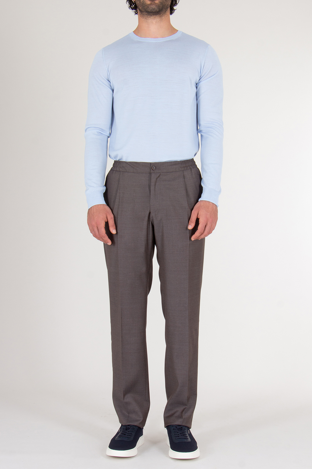 KITON Regular Fit Tailored Virgin wool Drawcord Trousers