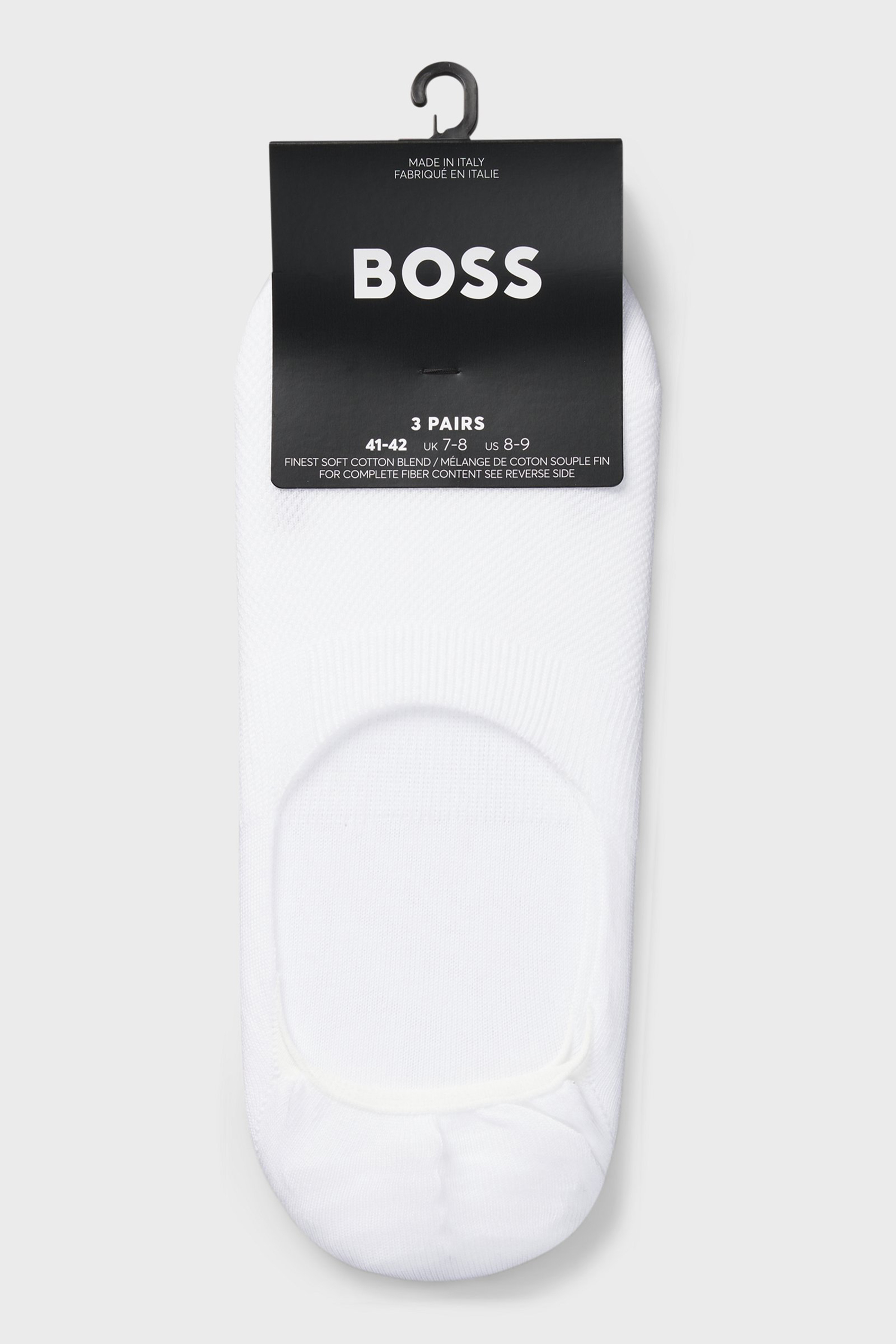 BOSS 3-Pack Cotton Blend Invisible Socks