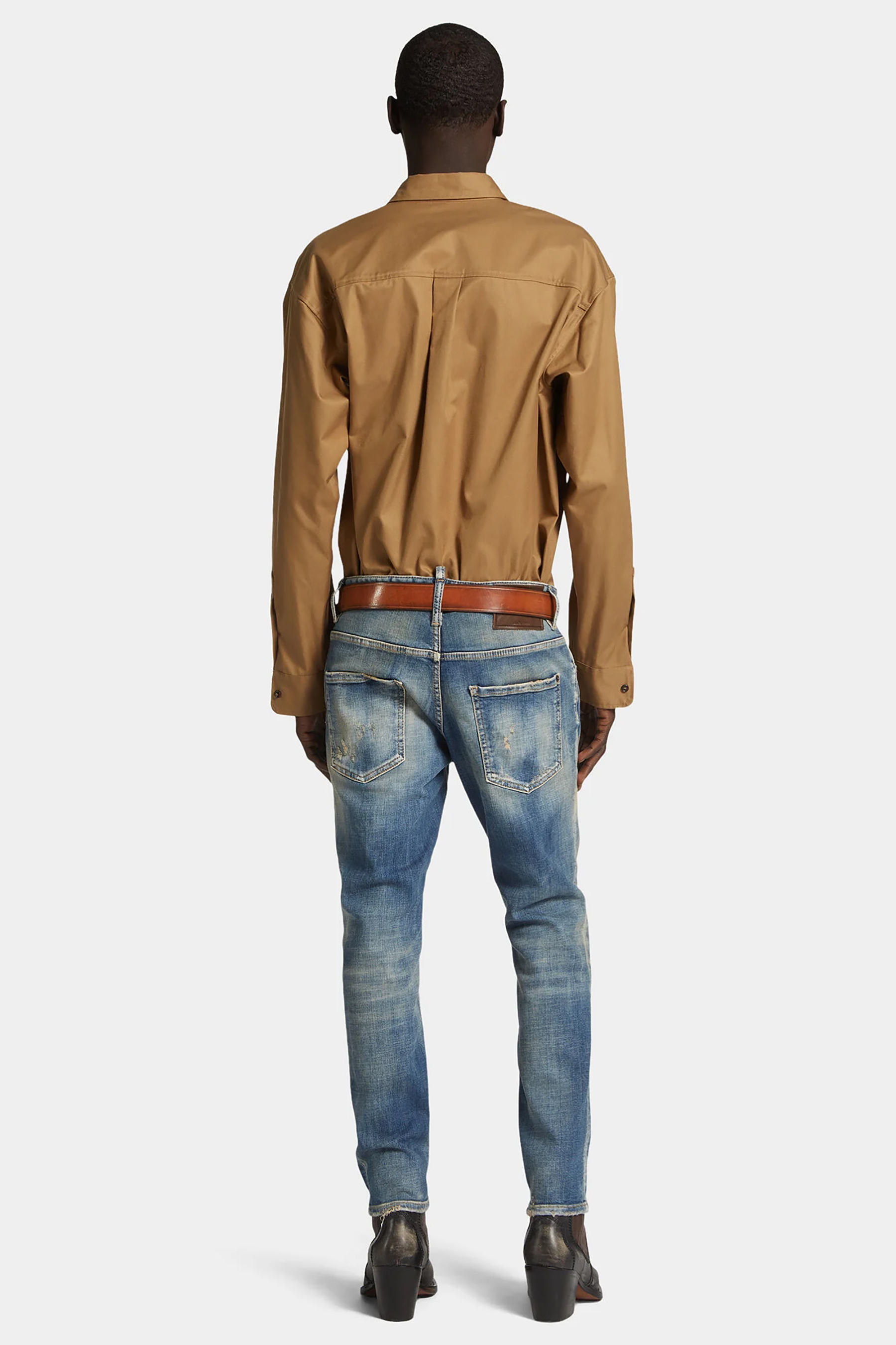 DSQUARED2 Slim Fit Medium Sandy Wash Cotton Stretch Denim Skater Jeans Mantel, Jacke, Hosen, Langarm, Blazer