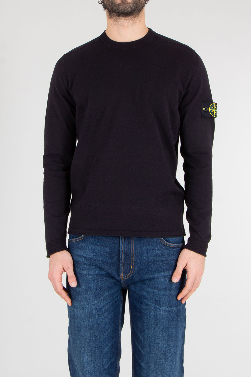 STONE ISLAND Regular Fit Light Raw Hand Organic Cotton Crew Neck Sweater