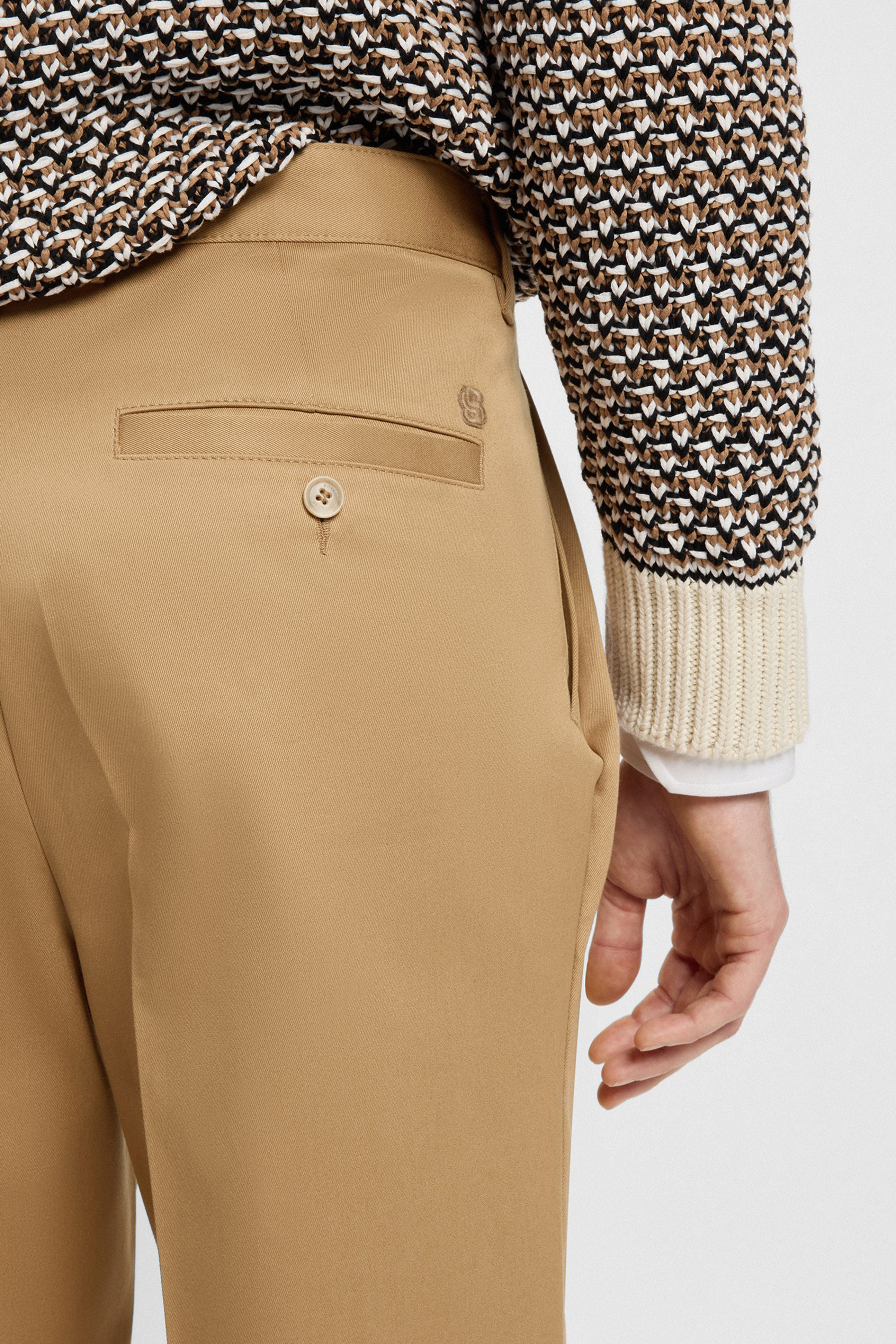 BOSS Relaxed Fit Cotton Twill Pants C-Kai Khaki, Erwachsener, Weiblich, Person, Frau