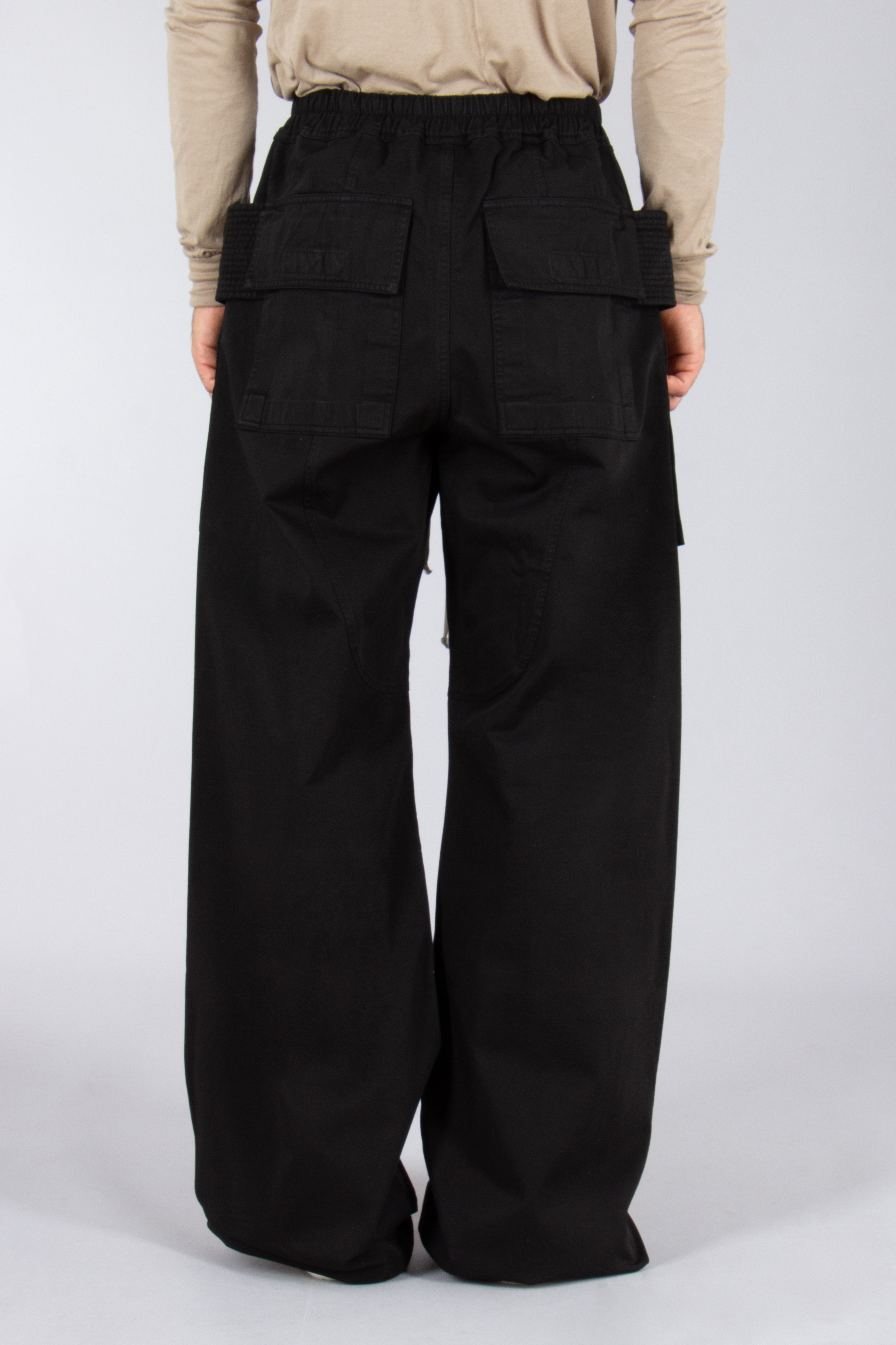 RICK OWENS DRKSHDW Creatch Wide Cargo Drawstring Organic Cotton Denim Pants Bekleidung, Hosen, Jeans