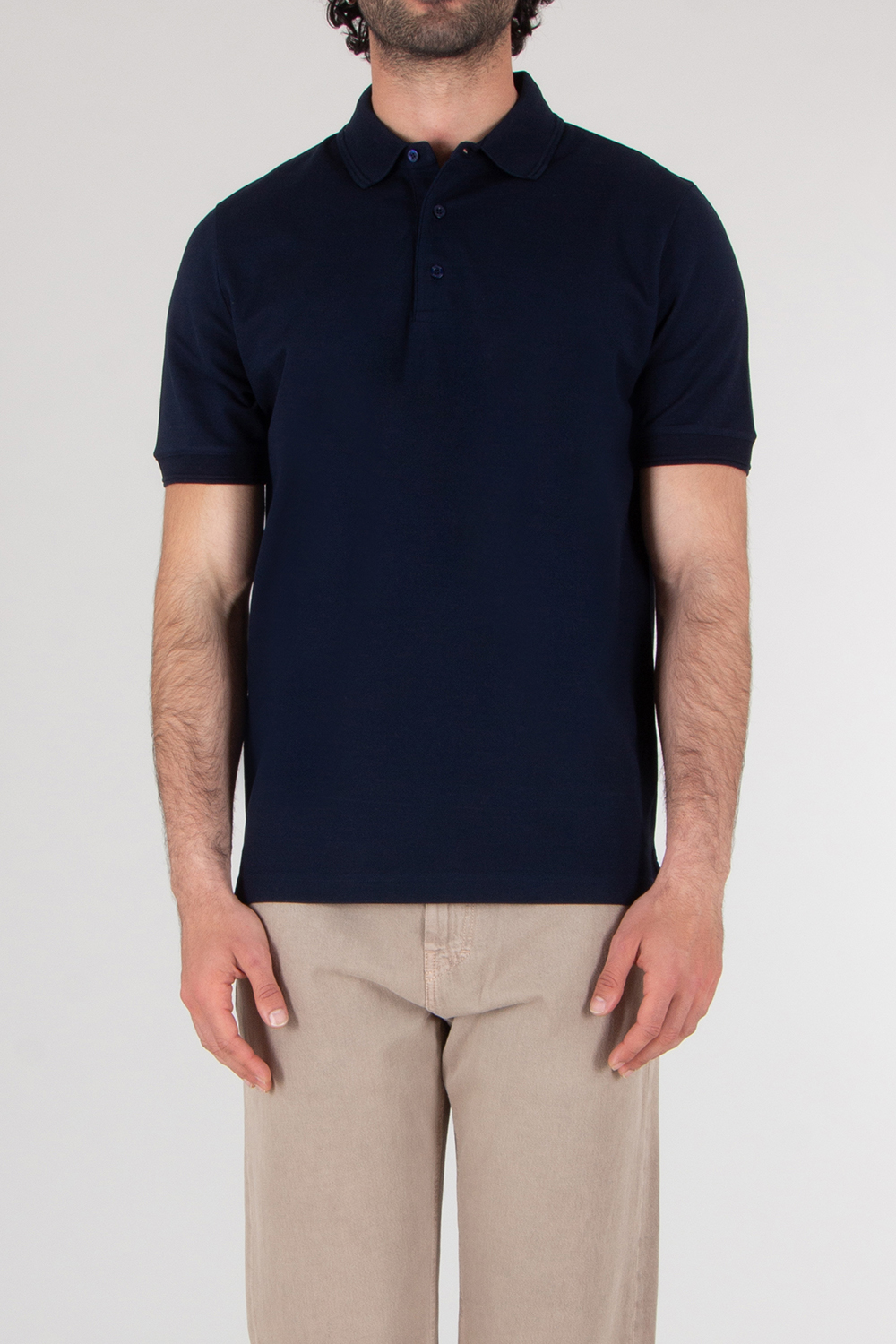 CANALI Regular Fit Textured Cotton Polo Shirt