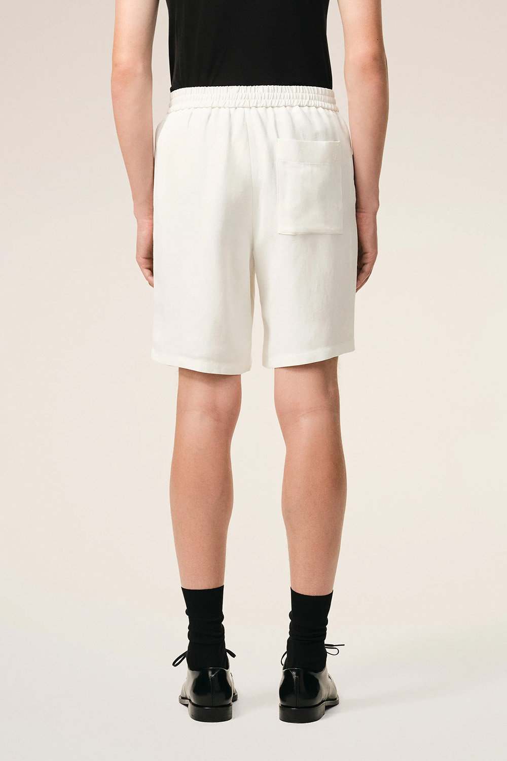 AMI PARIS Regular Fit Linen Blend Shorts