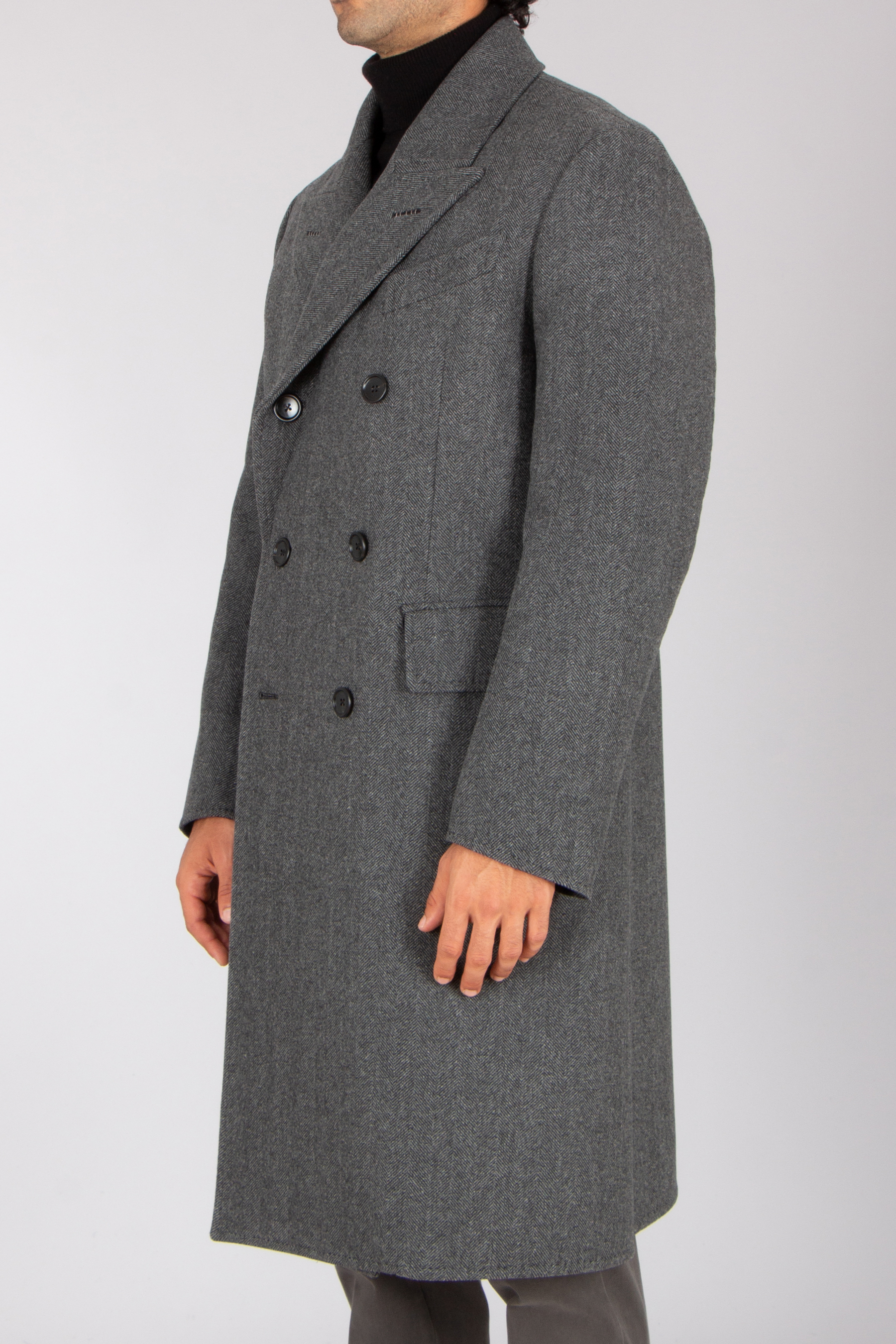 TOM FORD Relaxed Fit Herringbone Pattern Virgin Wool Coat Bekleidung, Mantel, Trenchcoat