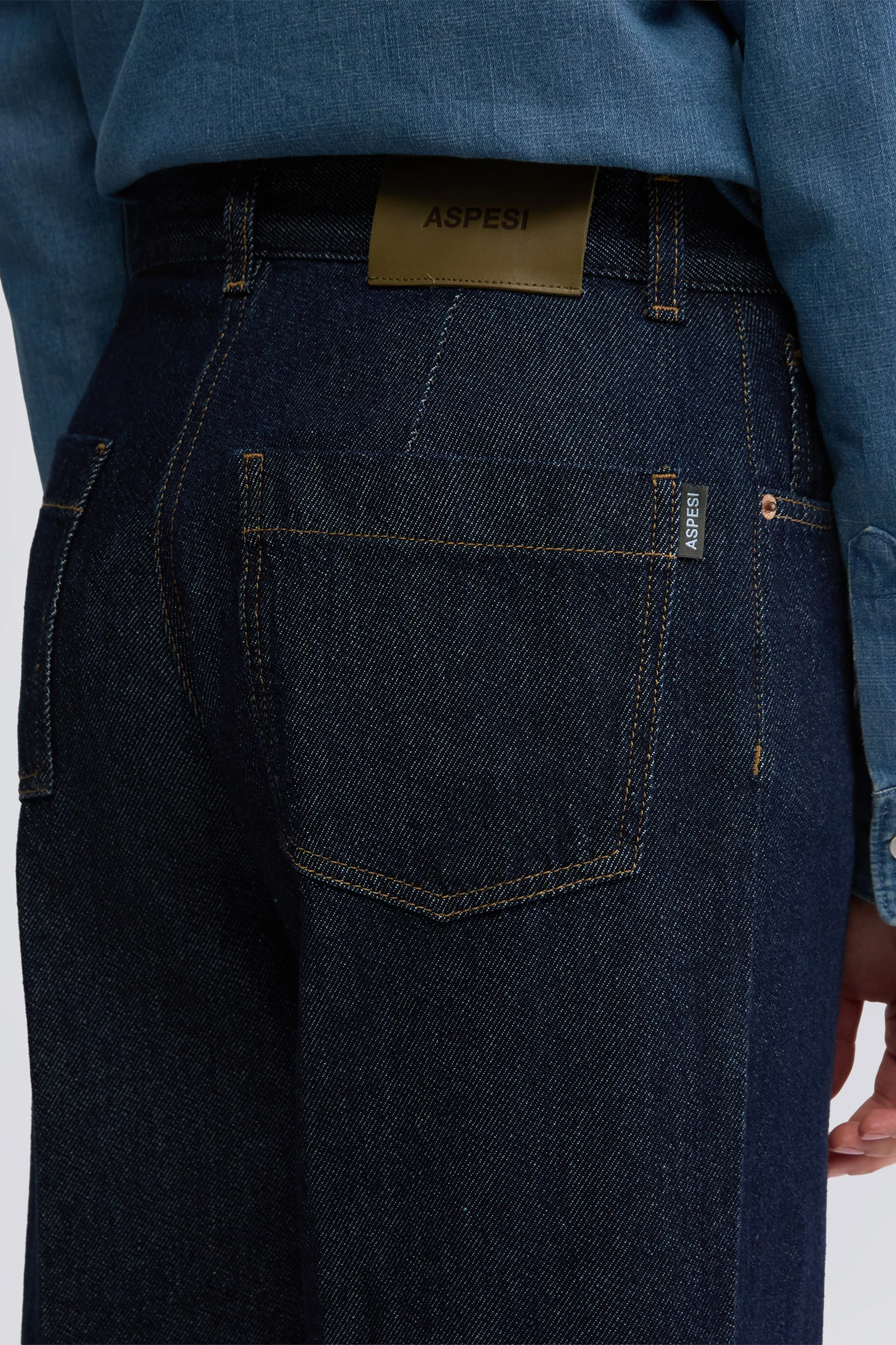 ASPESI Wide Leg Cotton Denim Jeans Bekleidung, Jeans, Hosen, Mantel, Jacke