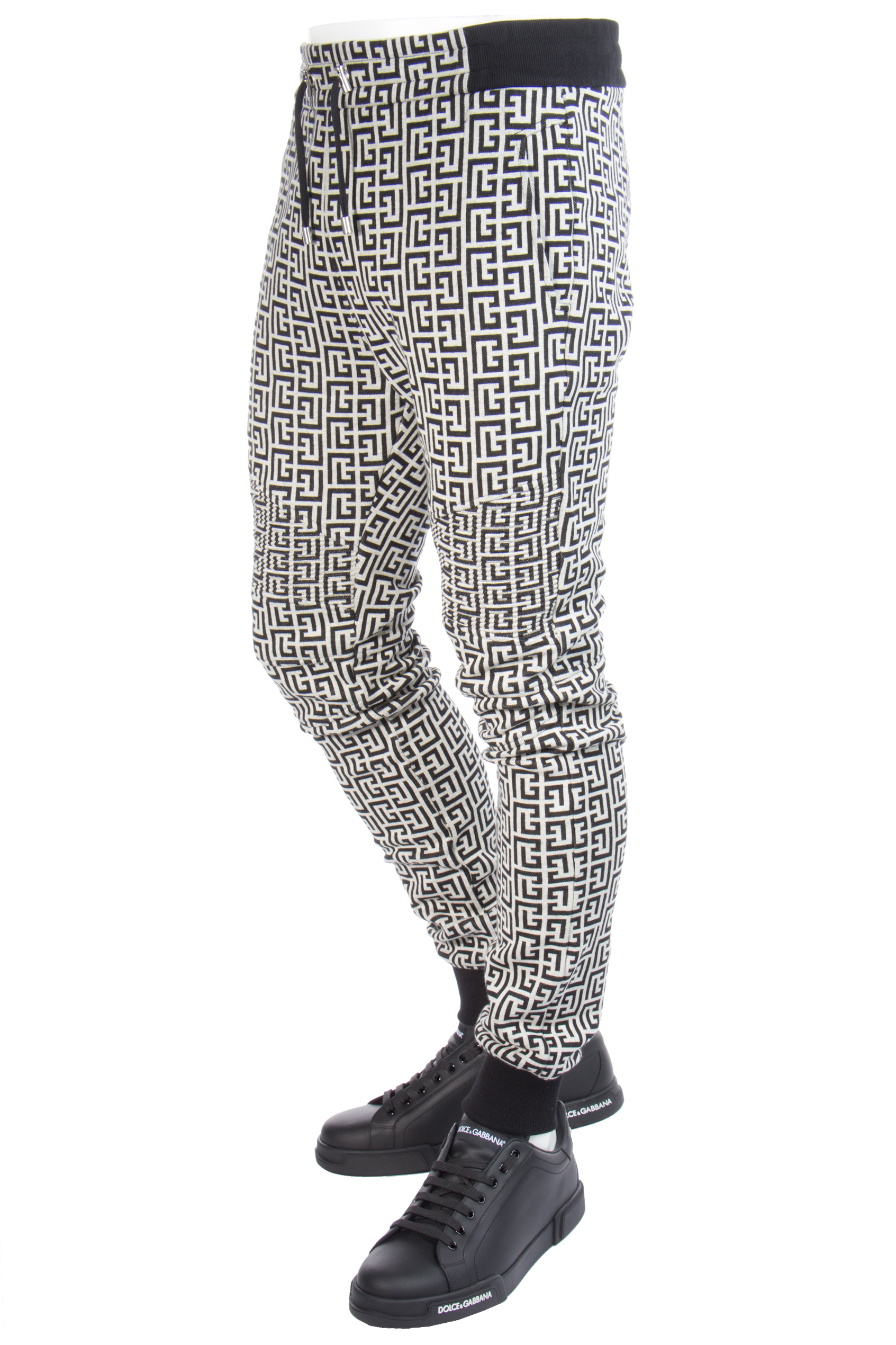 BALMAIN Monogrammed Cotton Biker Sweatpants