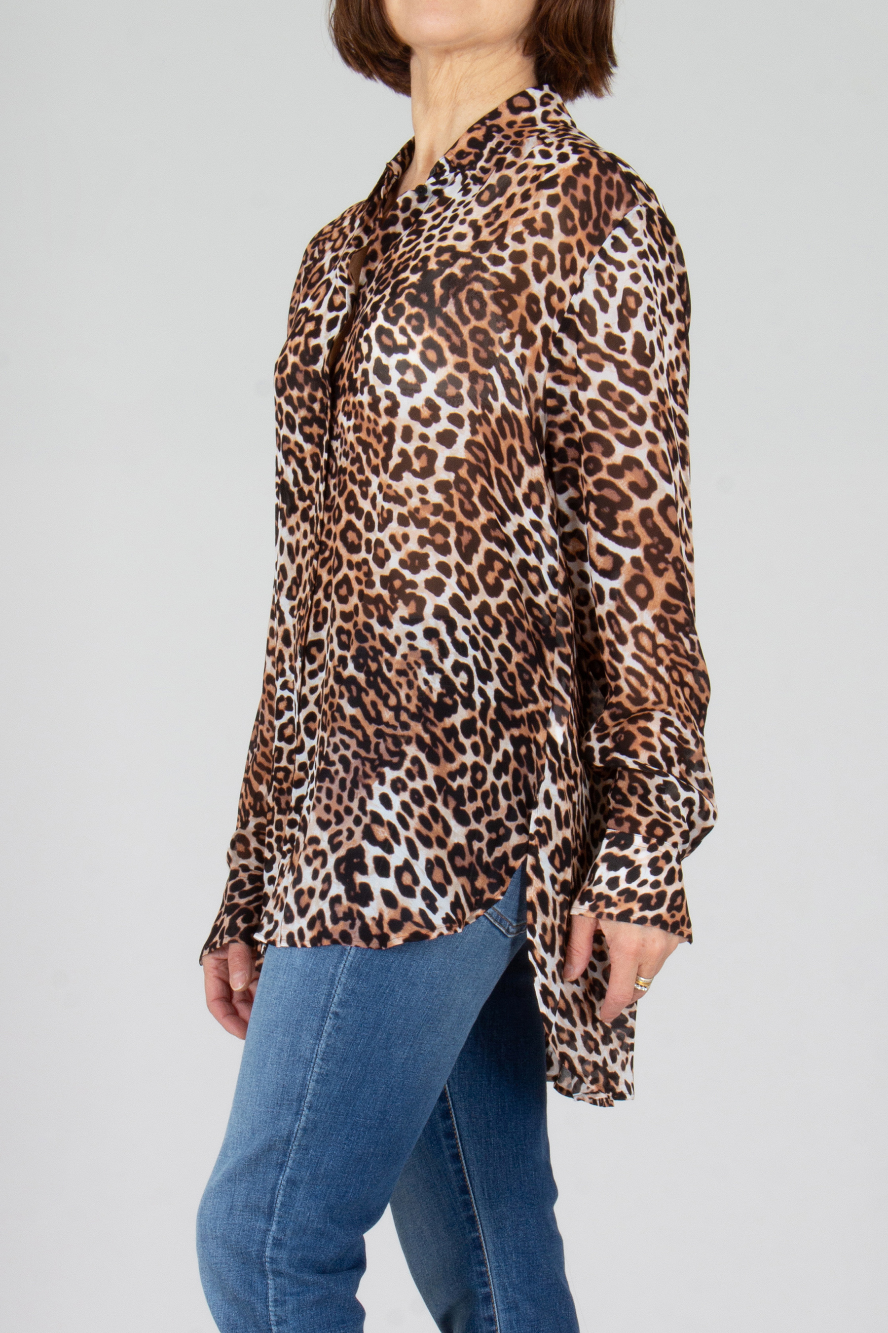 Bluse, Langarm, Mantel, Jeans, Person