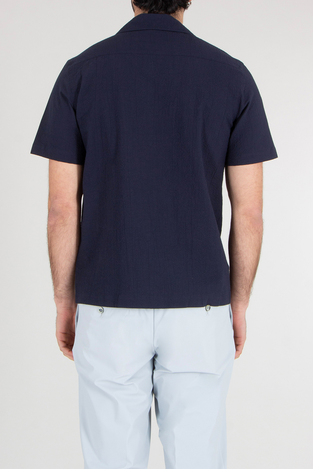 VAN LAACK Boxy Fit Cotton Stretch Seersucker Short-Sleeve Shirt Ridu