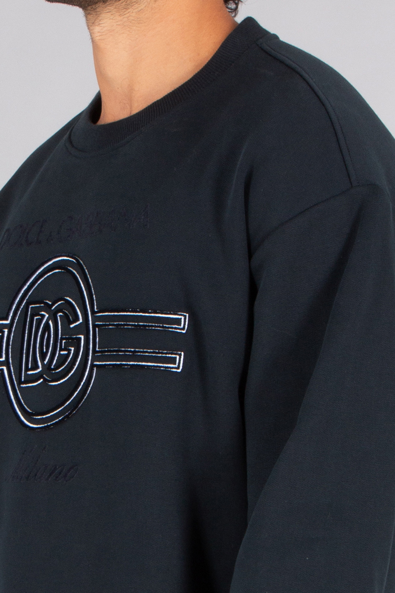 DOLCE & GABBANA Regular Fit Embroidered Cotton Frnech Terry Sweatshirt Langarm, Ärmel, T-shirt, Hemd, Person
