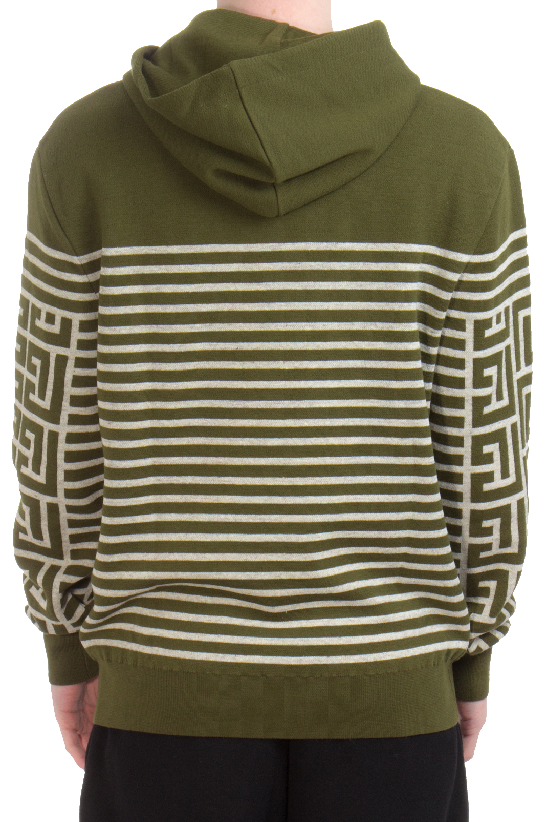 BALMAIN Monogrammed Linen-Wool Blend Knit Hoodie BALMAIN Monogrammed Linen-Wool Blend Knit Hoodie