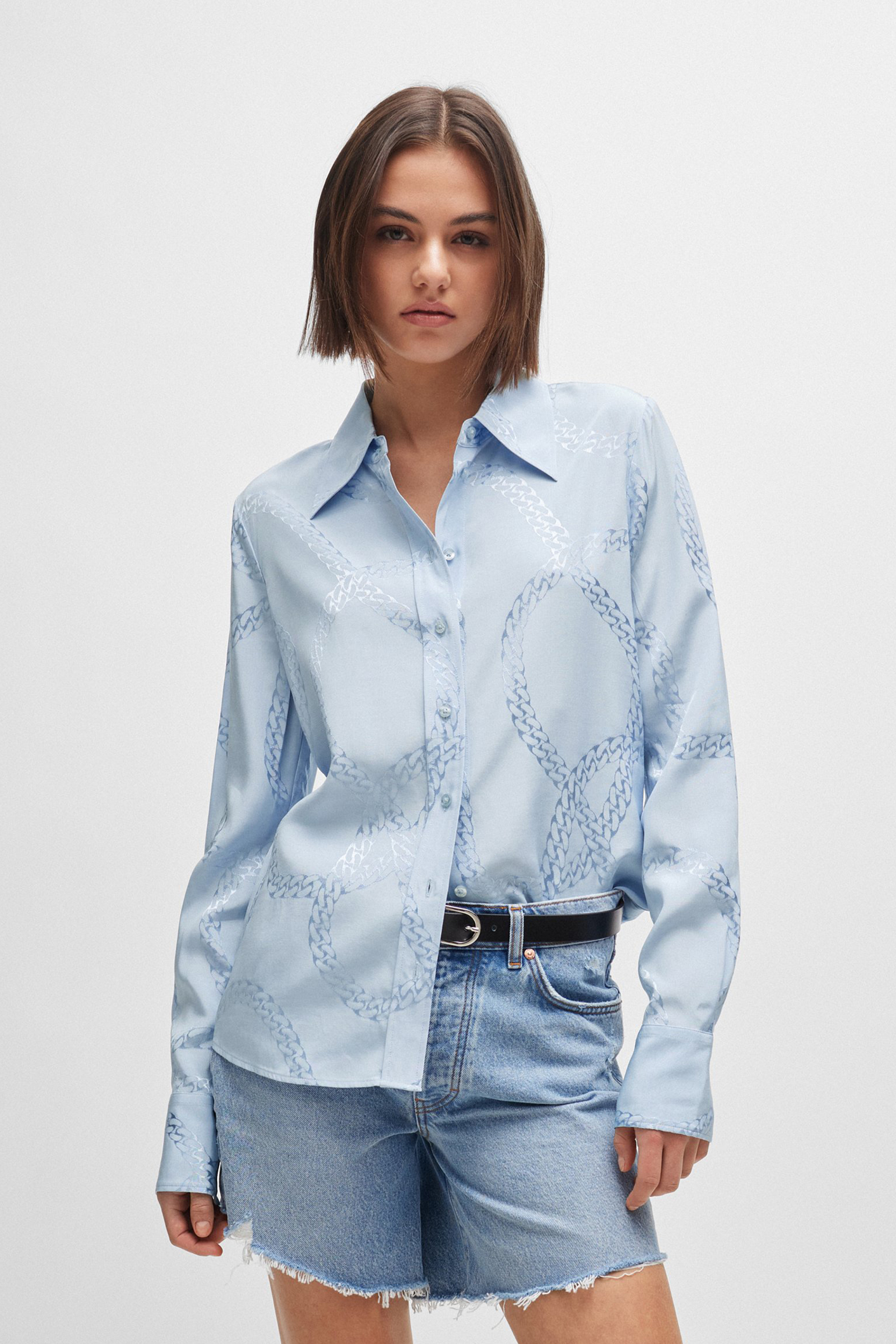 HUGO Chain Pattern Viscose Blouse Cemalie HUGO Chain Pattern Viscose Blouse Cemalie