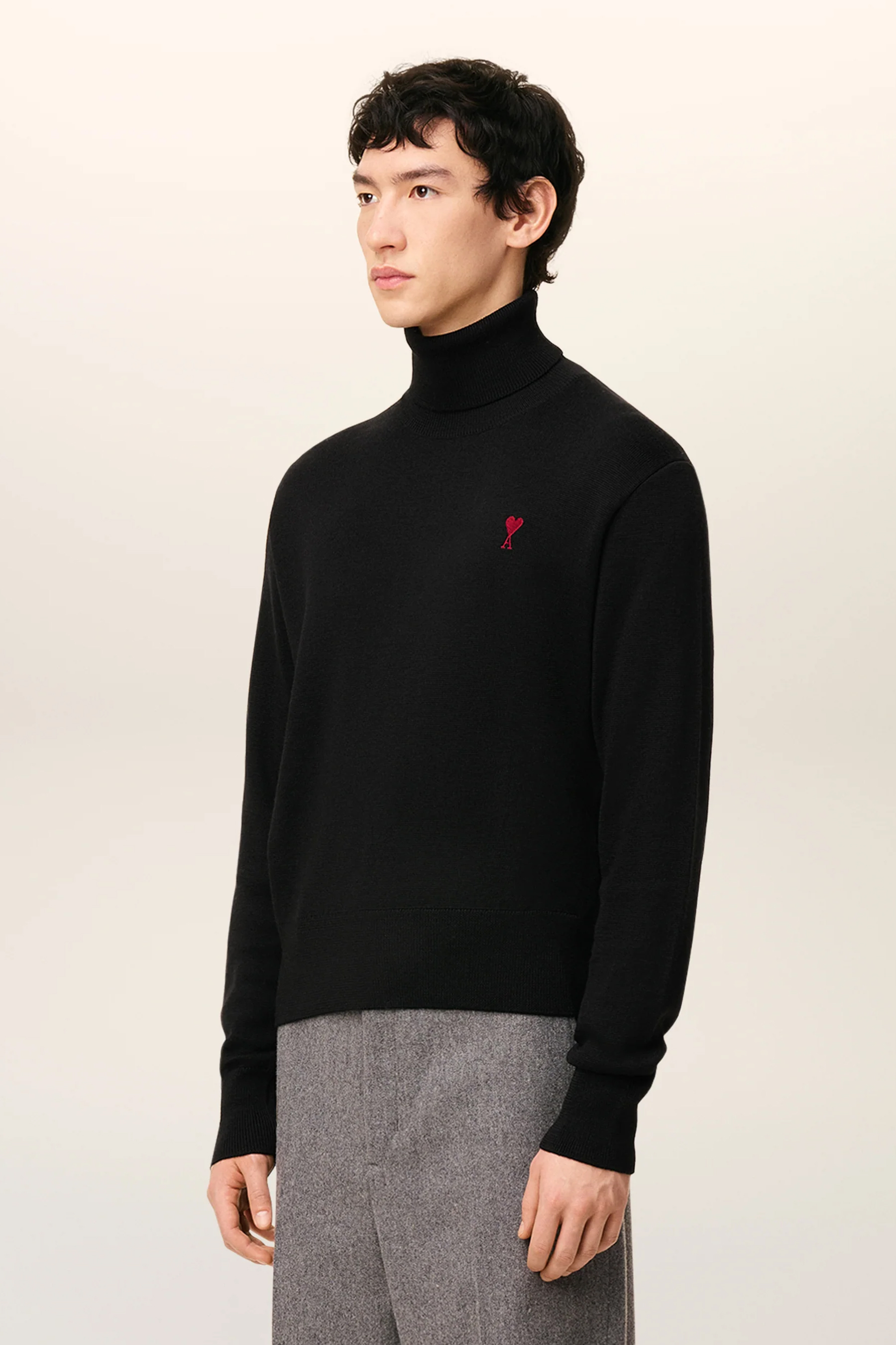 AMI PARIS Regular Fit Ami De Coeur Extra Fine Wool Turtleneck Sweater AMI PARIS Regular Fit Ami De Coeur Extra Fine Wool Turtleneck Sweater