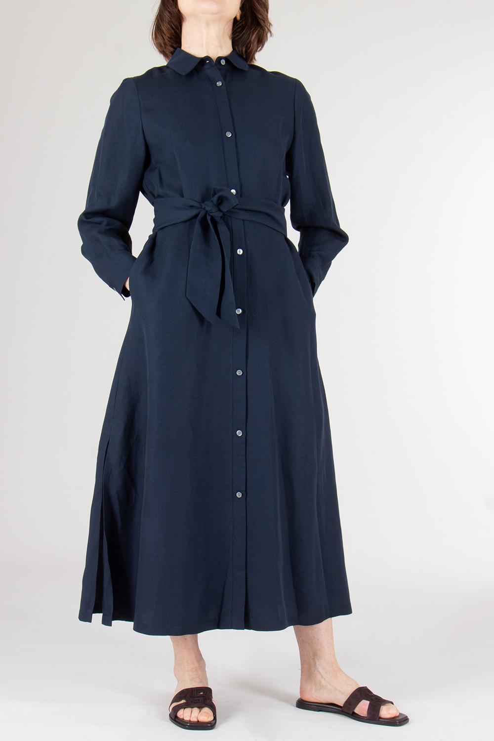 WOOLRICH Linen Blend Belted Shirt Dress