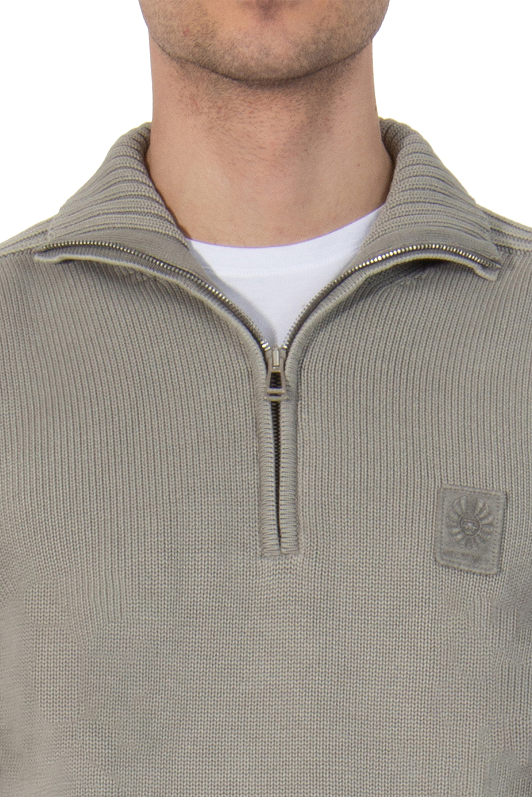 BELSTAFF Quarter Zip Cotton Knit Sweater