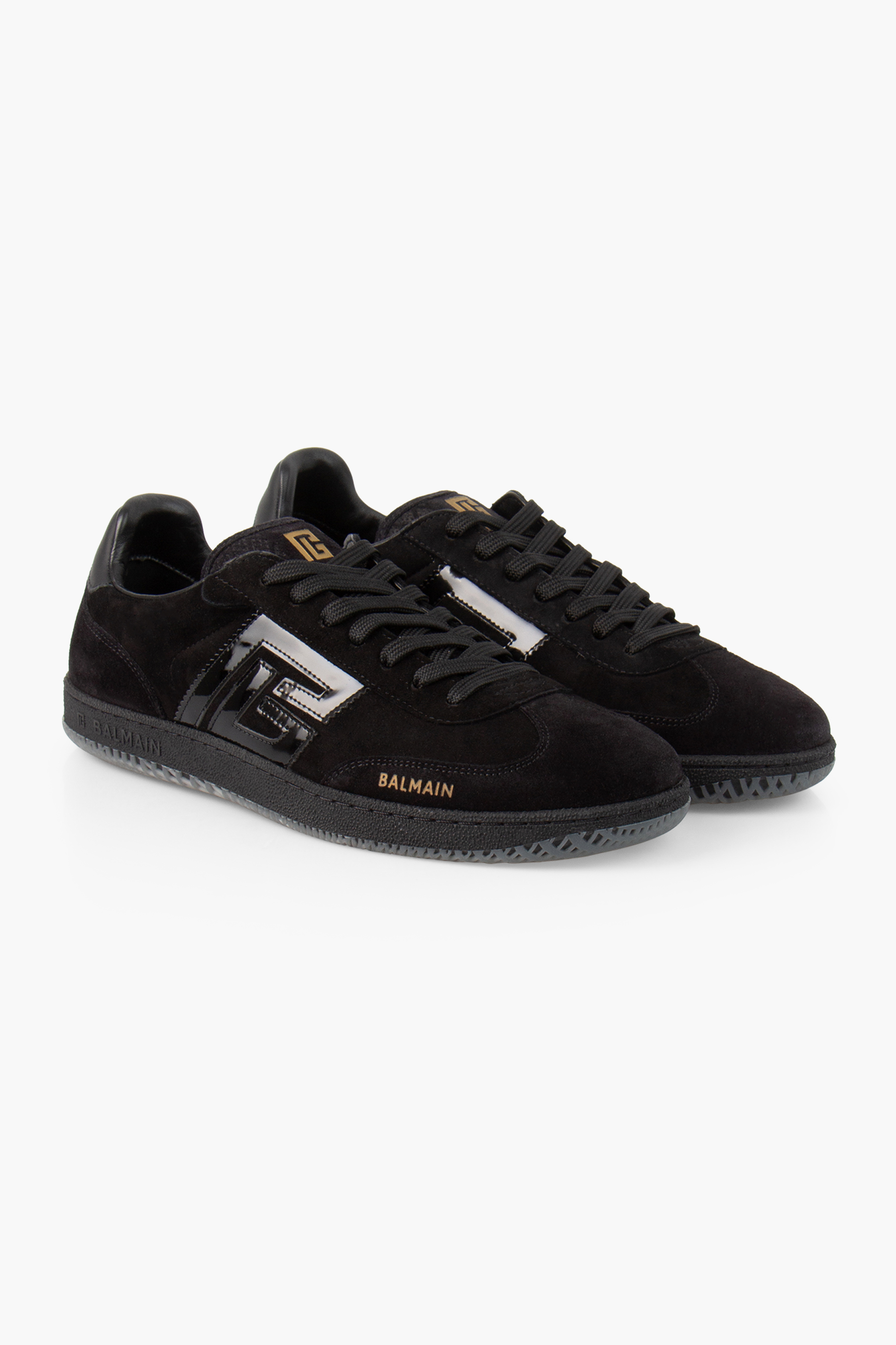 BALMAIN Suede & Patent Leather Sneakers Swan BALMAIN Suede & Patent Leather Sneakers Swan