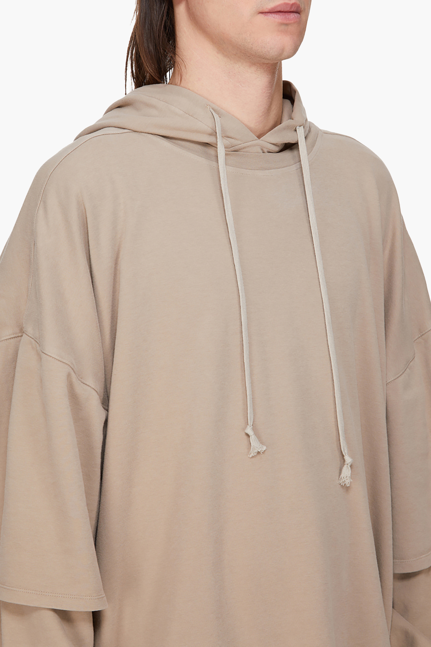 RICK OWENS DRKSHDW Jumbo Oversized Fit Double Brushed Organic Cotton Jersey Tommy Hustler Hoodie Pulli, Sweatshirt, Fleece, Kapuzenpulli, Jacke